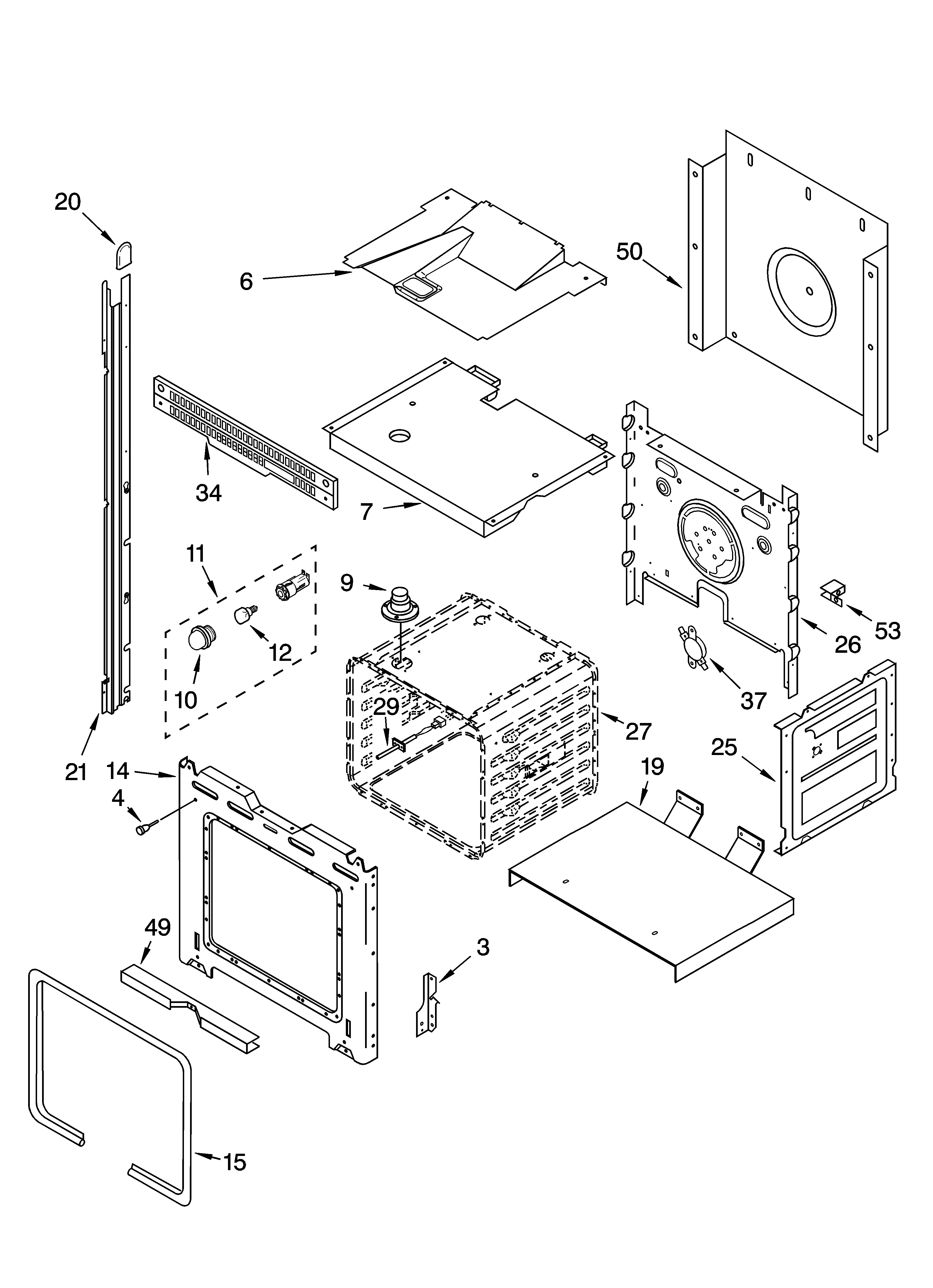 Whirlpool GBD307PDT10 upper oven parts diagram