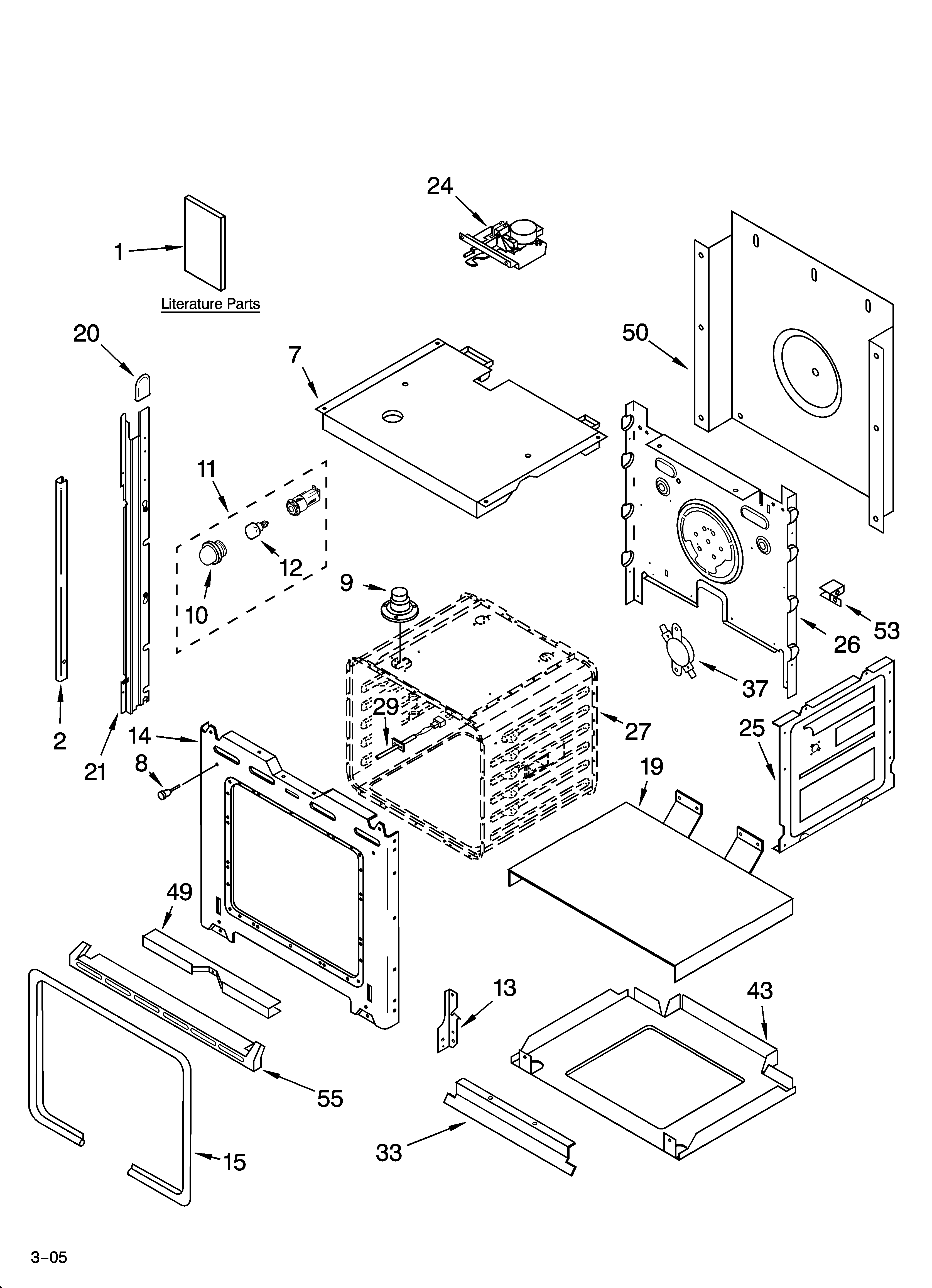 Whirlpool GBS307PDB12 oven parts diagram