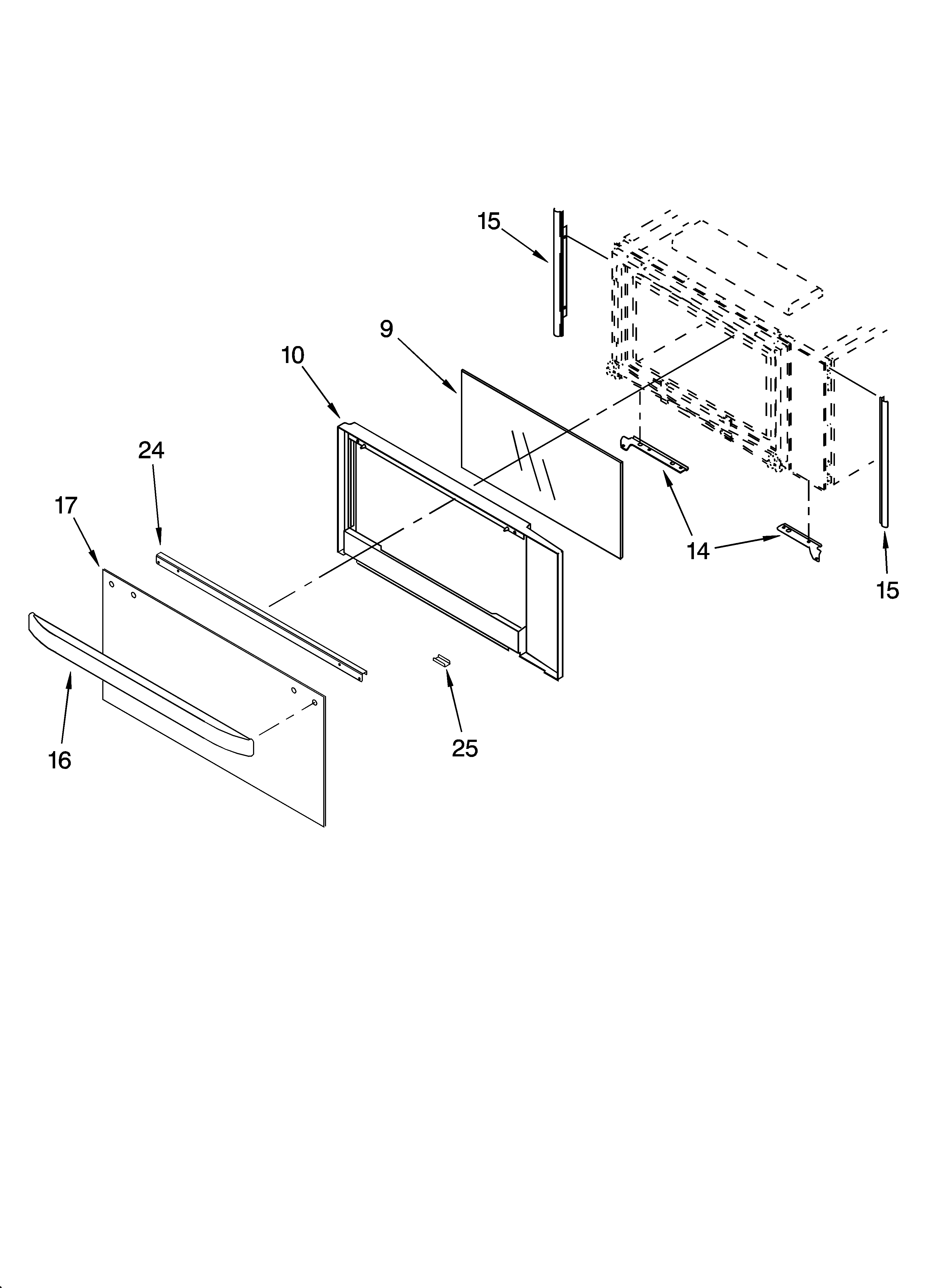 Whirlpool GMC275PDS08 microwave door parts diagram