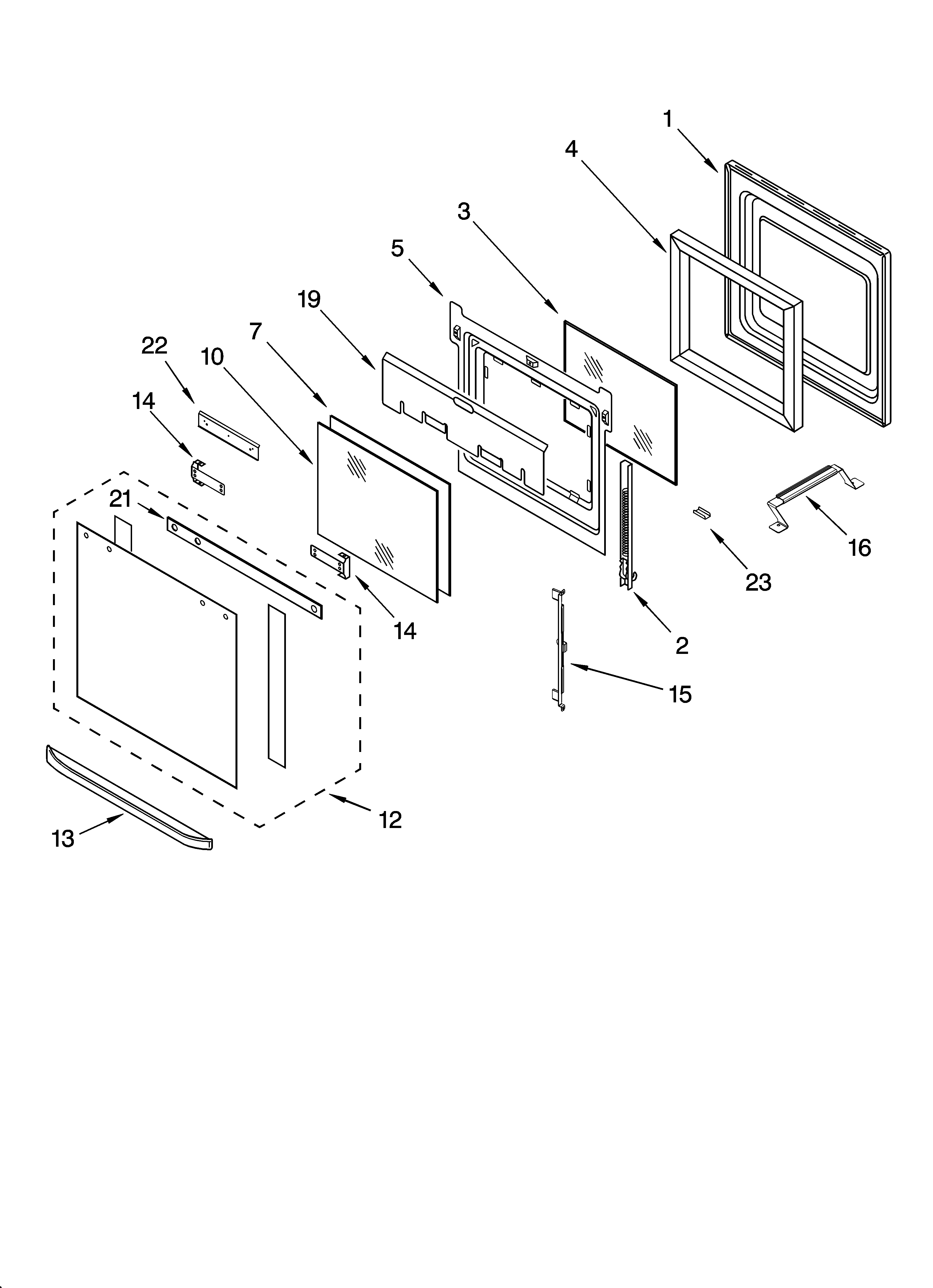 Whirlpool GMC305PDT08 oven door parts diagram