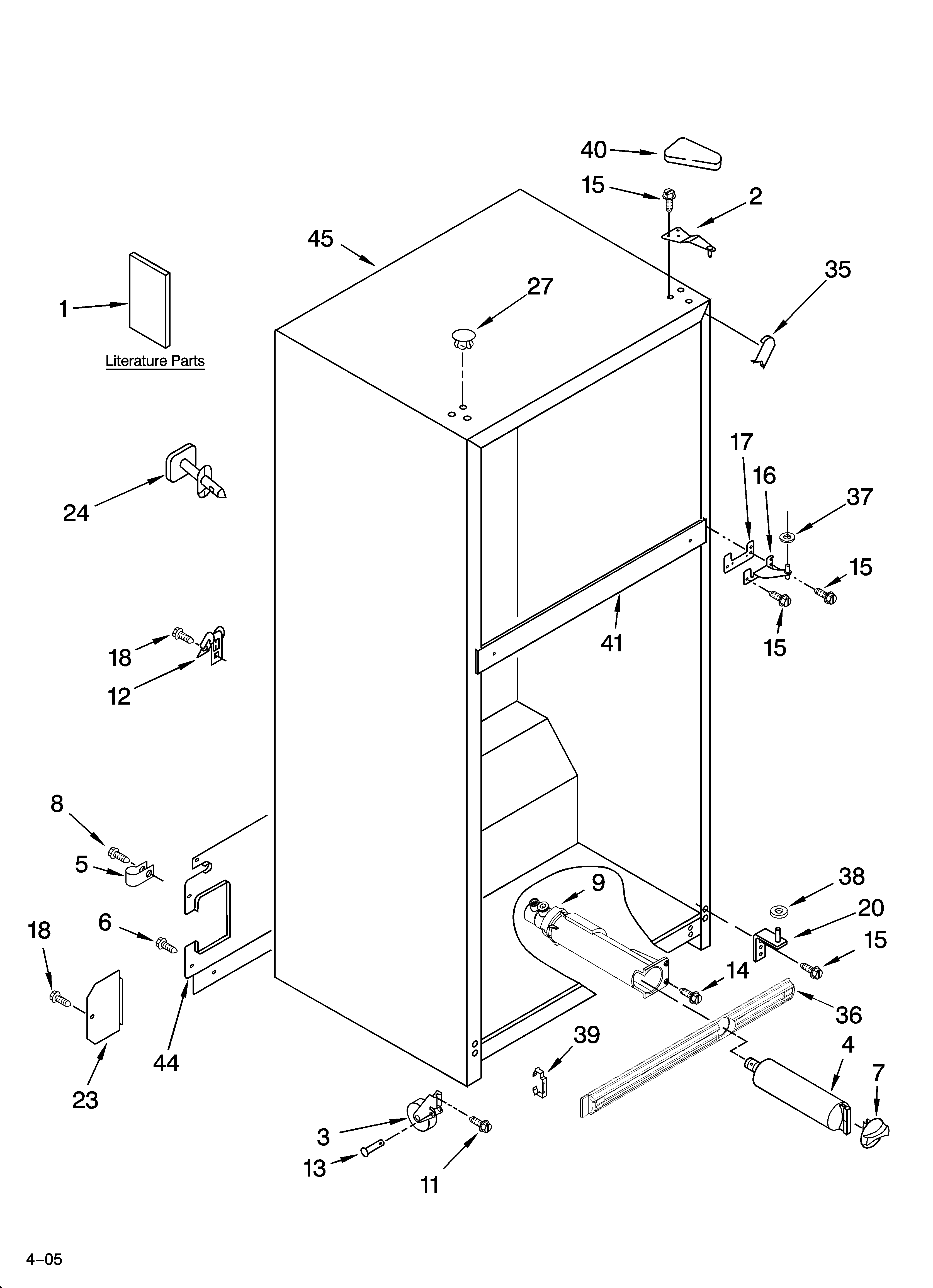 Whirlpool GT1SHTXMB02 cabinet parts diagram