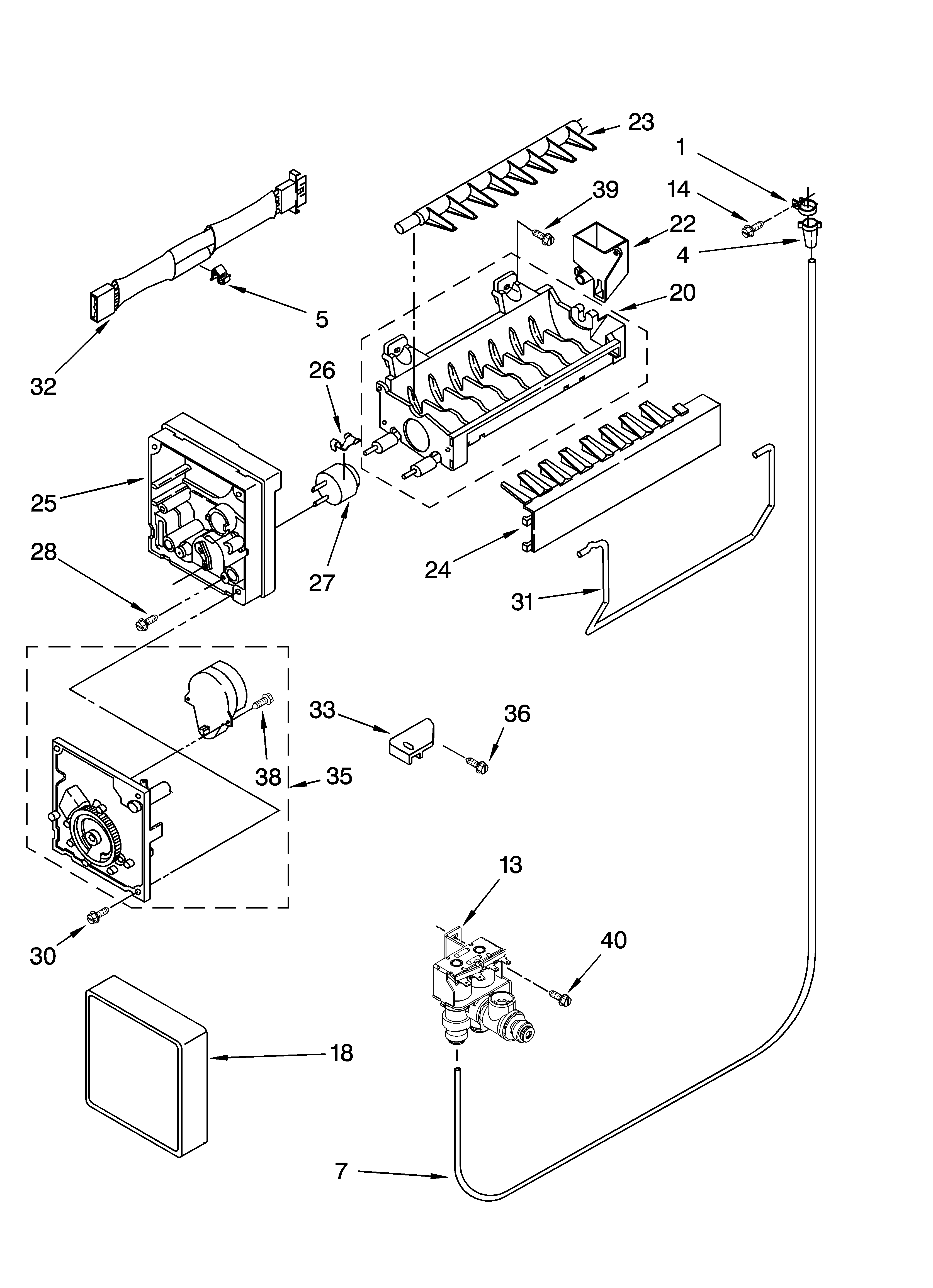 Whirlpool GT1SHTXMB02 icemaker parts diagram
