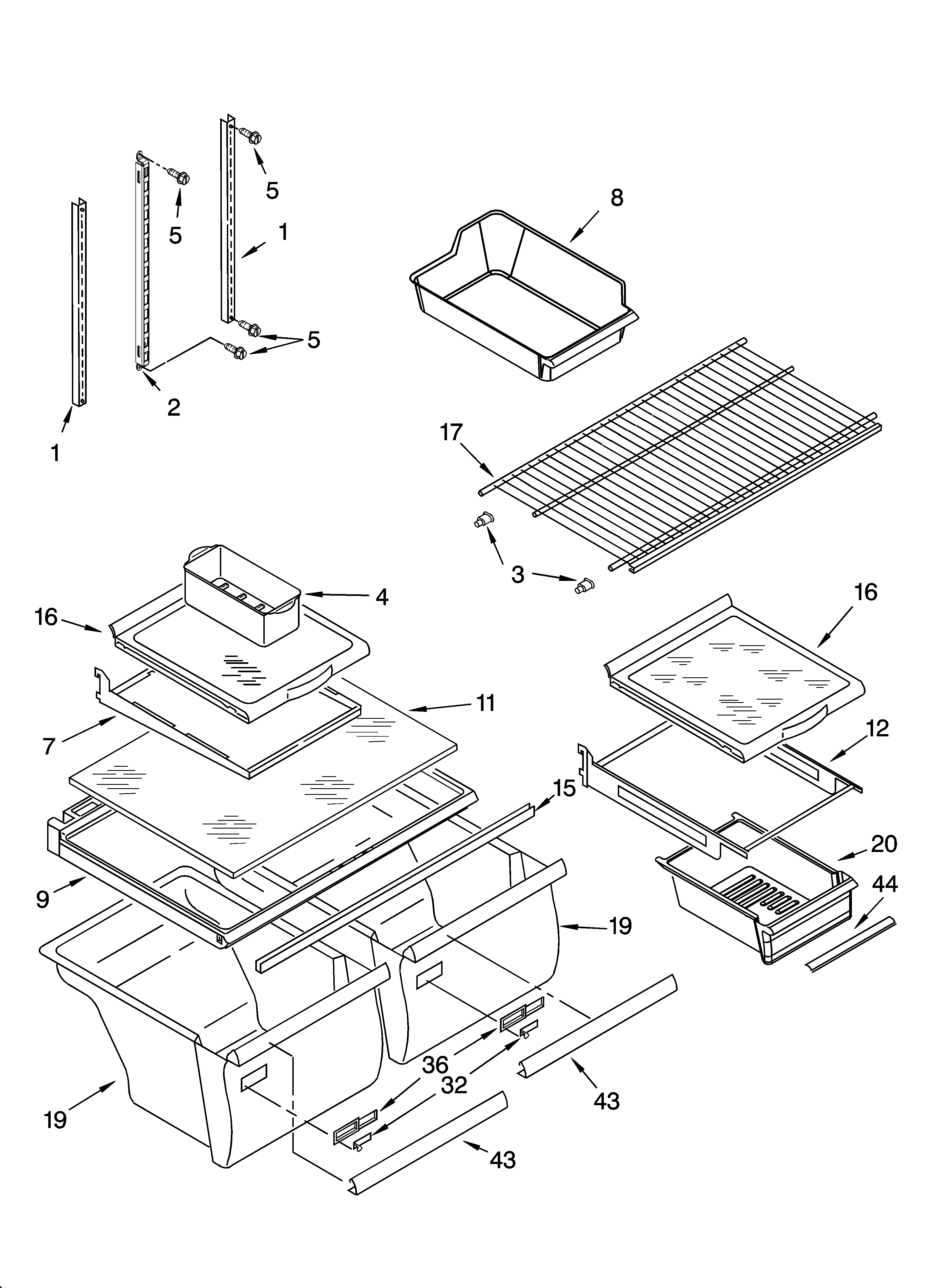 Whirlpool GT2SHMXMS02 shelf parts diagram