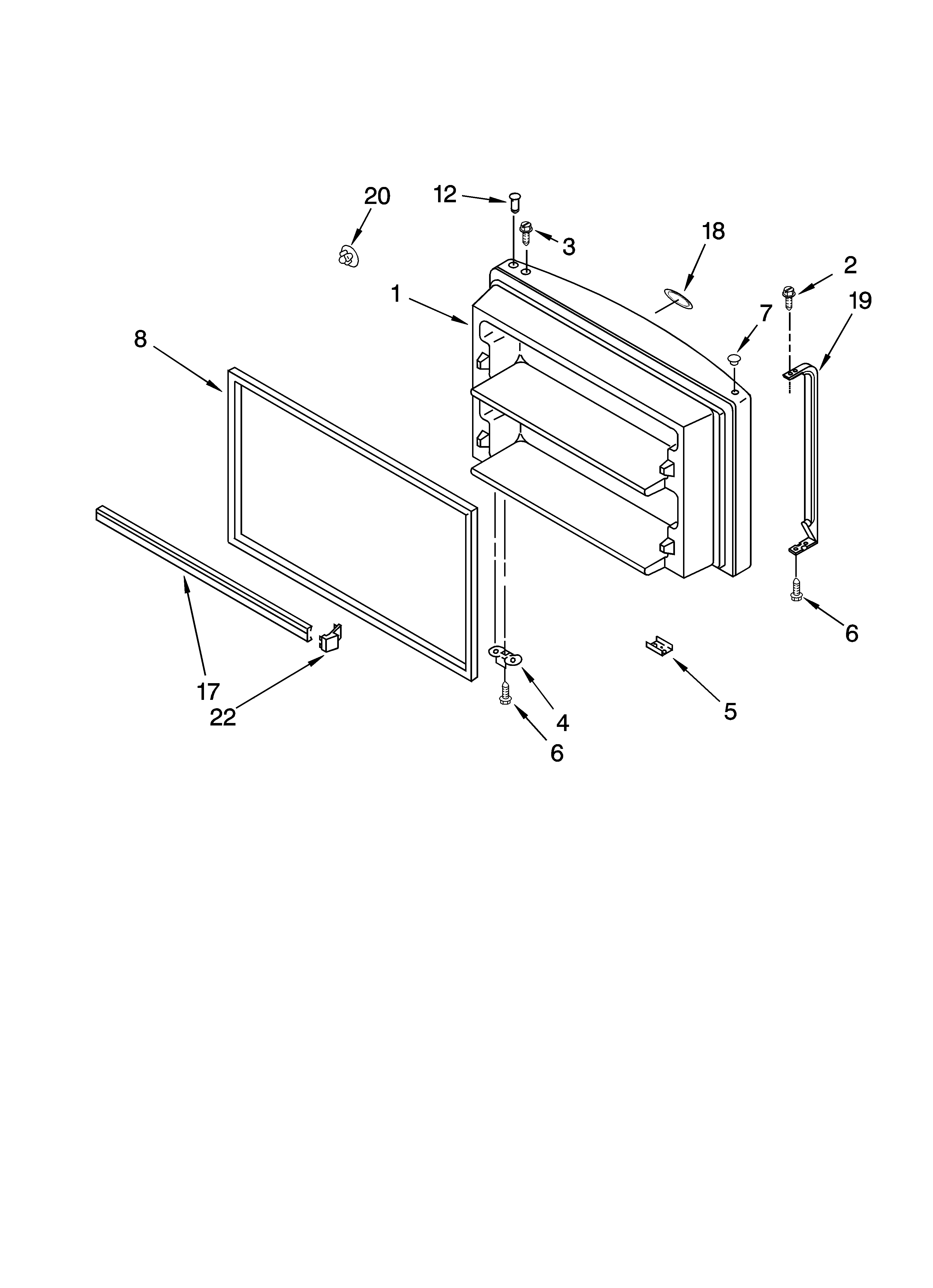 Whirlpool GT2SHMXMS02 freezer door parts, optional parts diagram