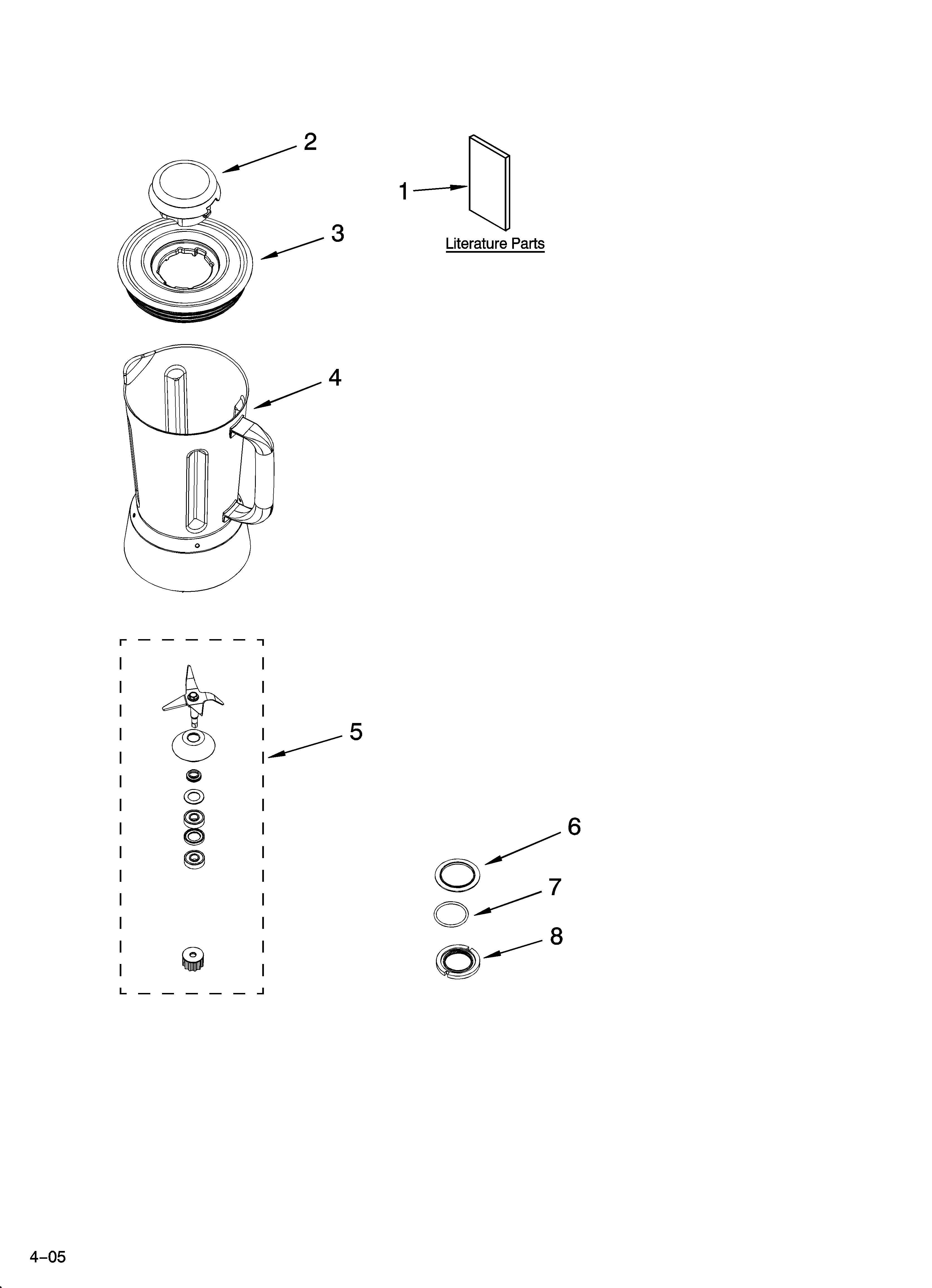 KitchenAid KCB348SGR0 jar assembly parts diagram