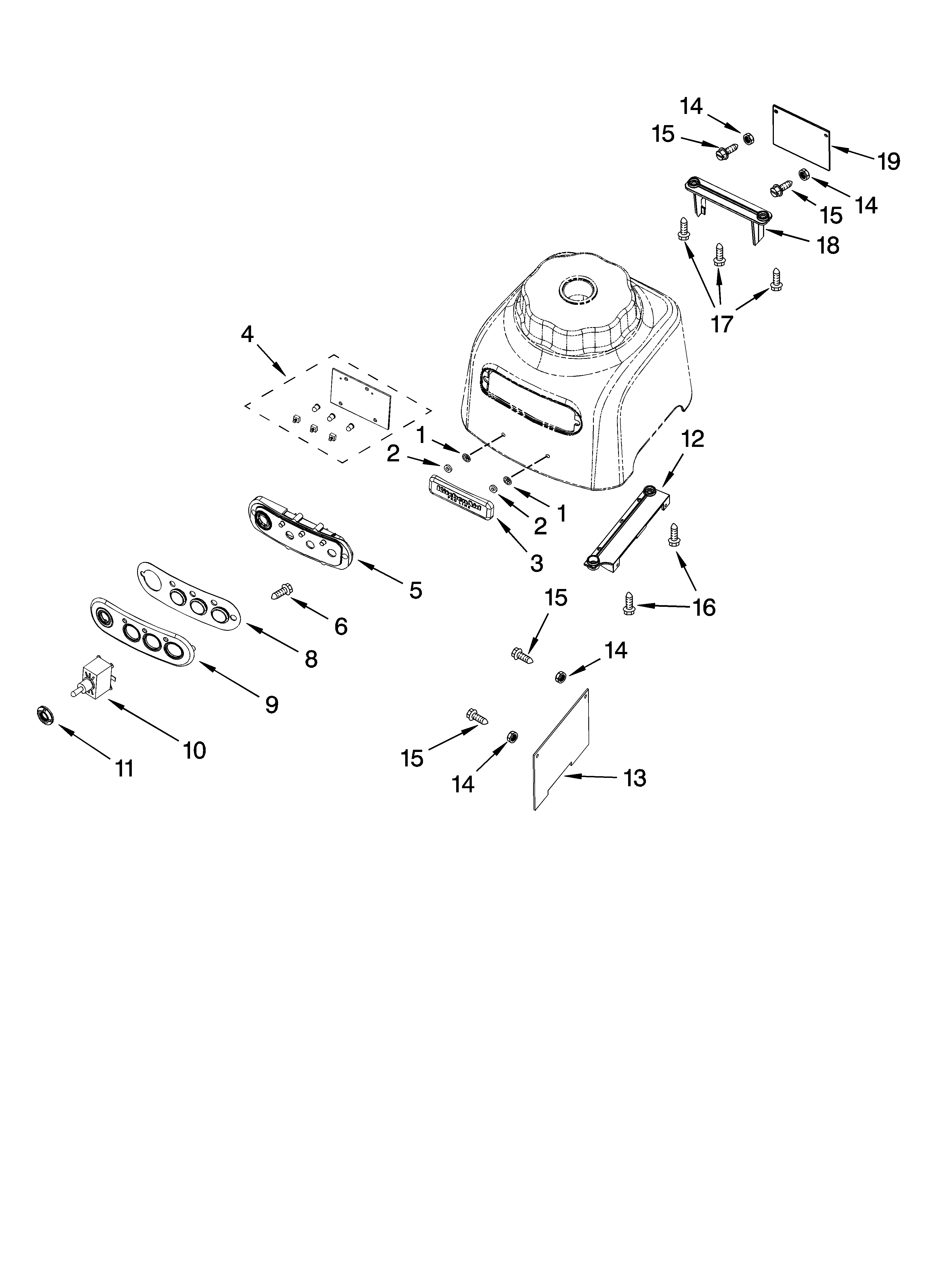 KitchenAid KCB348SGR0 escutcheon and control parts diagram