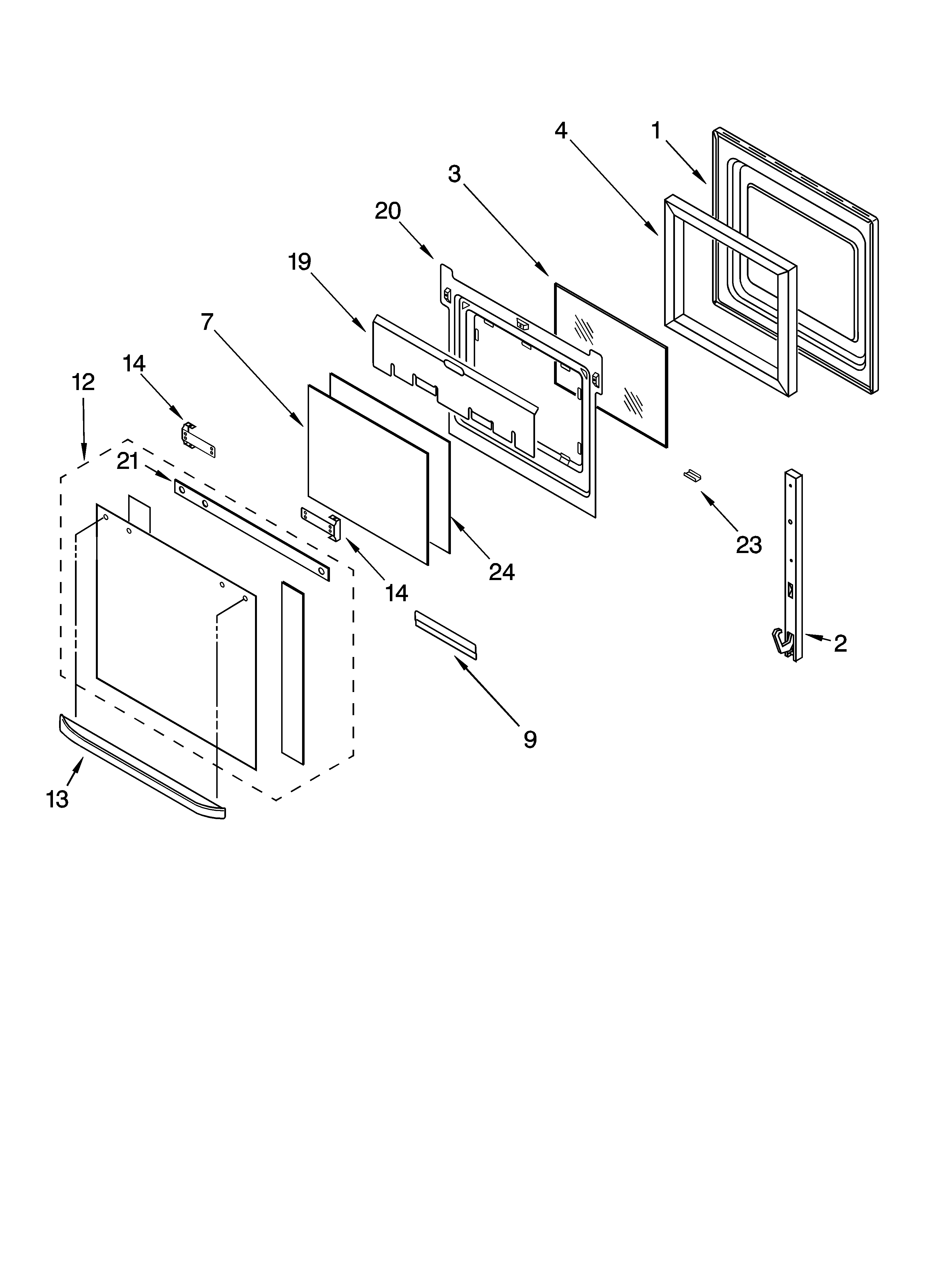 KitchenAid KEBC107KSS03 oven door parts diagram