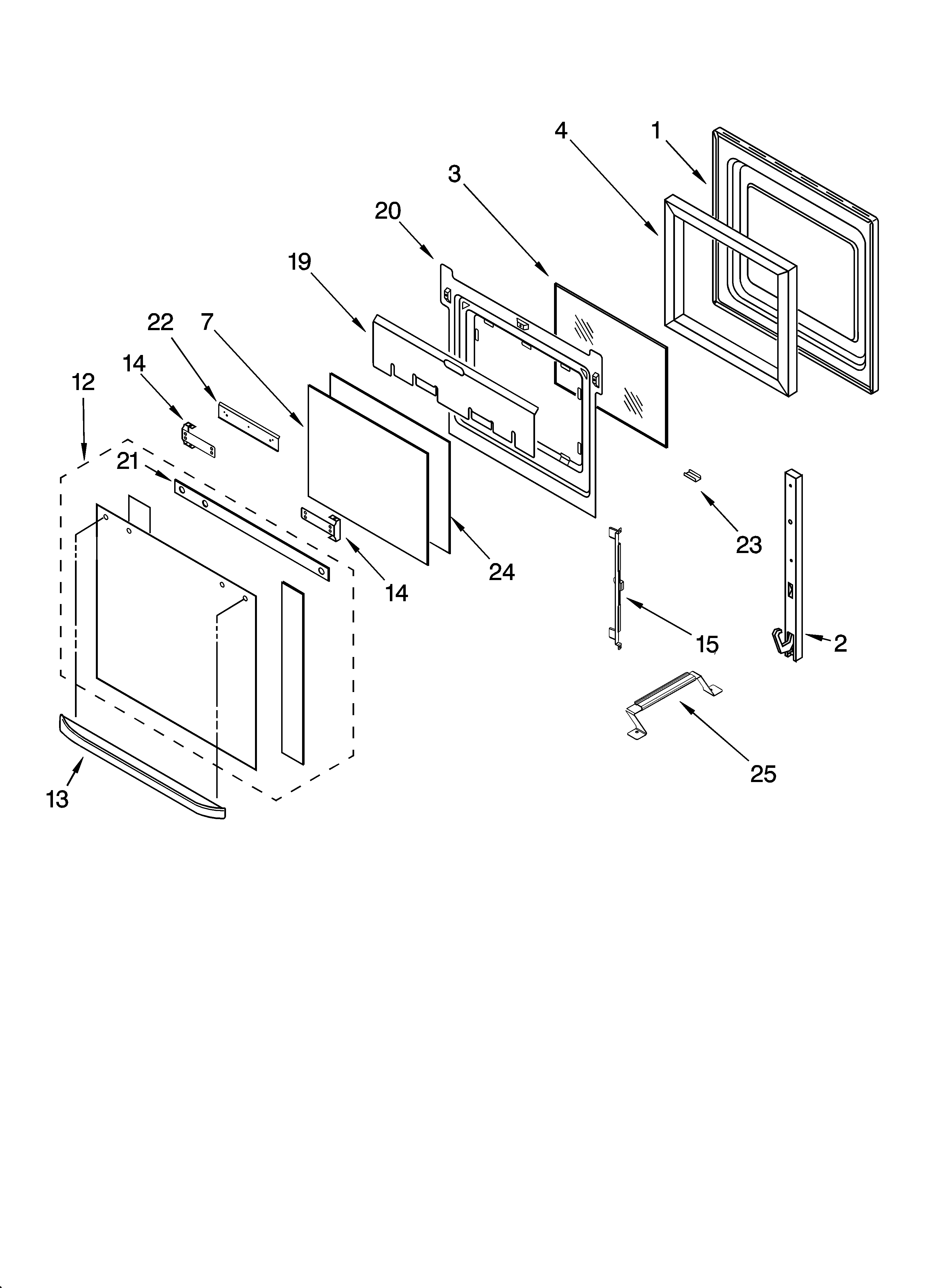 KitchenAid KEBC107KBT04 oven door parts diagram