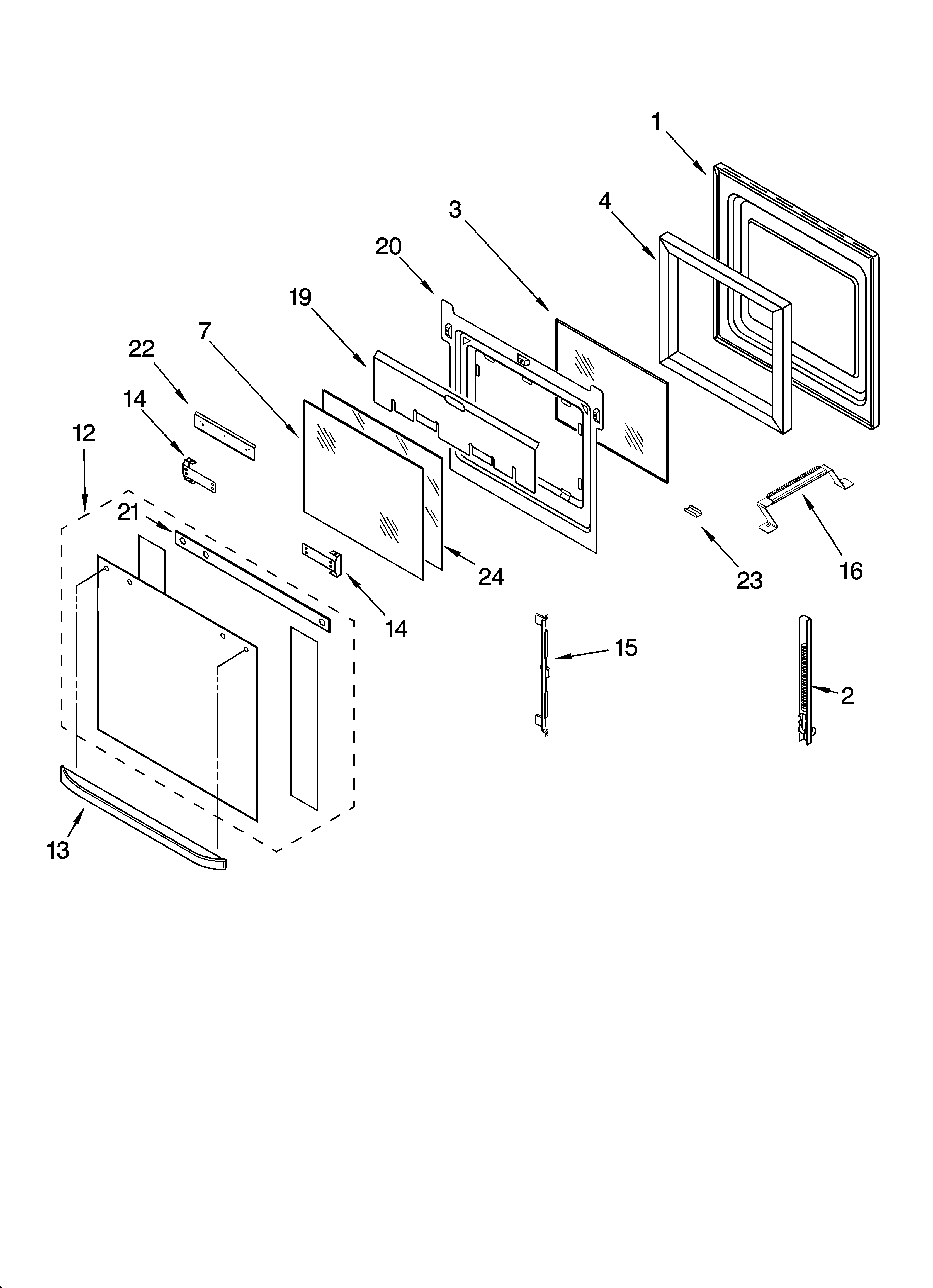 KitchenAid KEBC147KSS05 oven door parts diagram