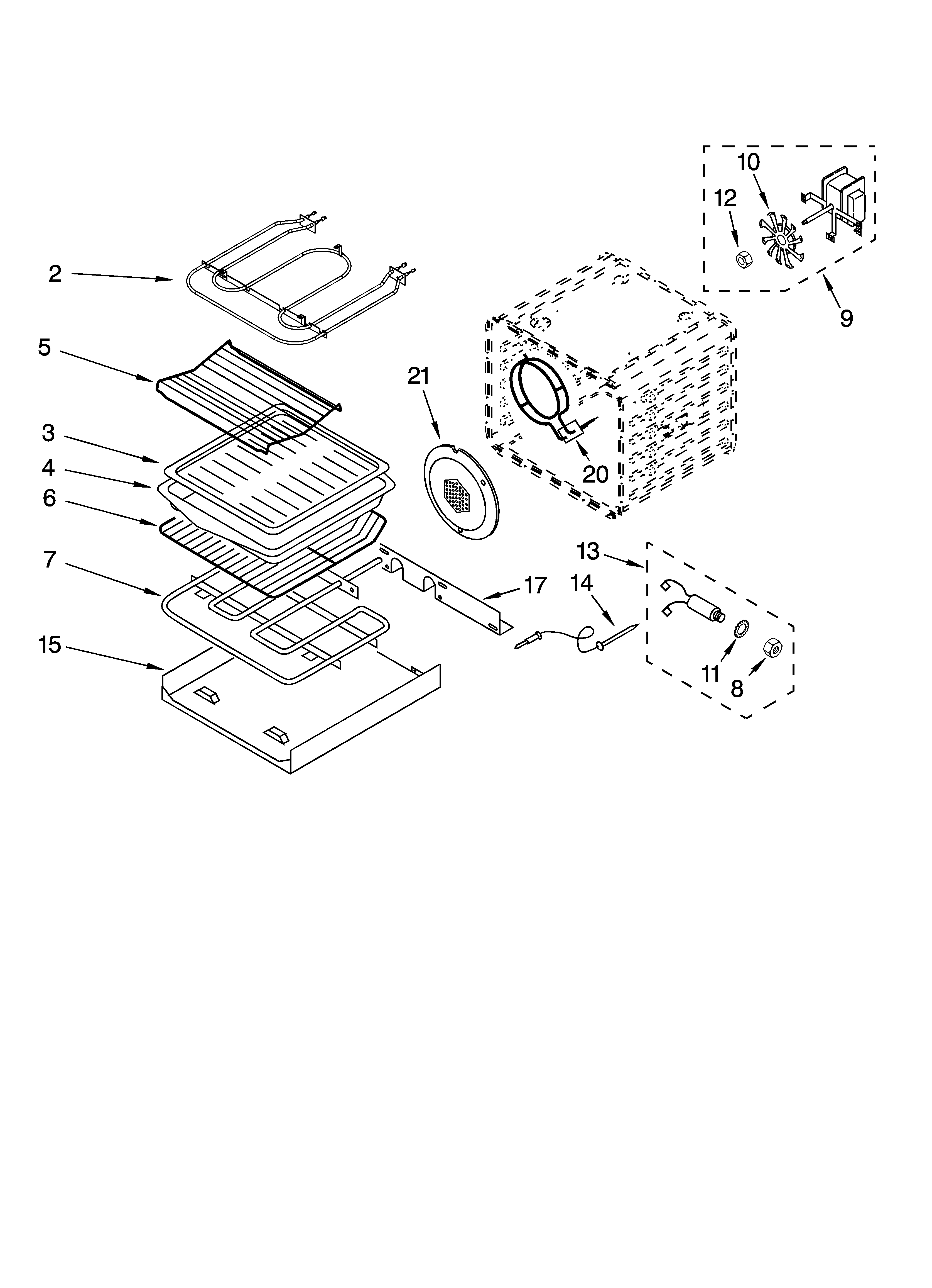 KitchenAid KEBC207KSS04 internal oven parts diagram