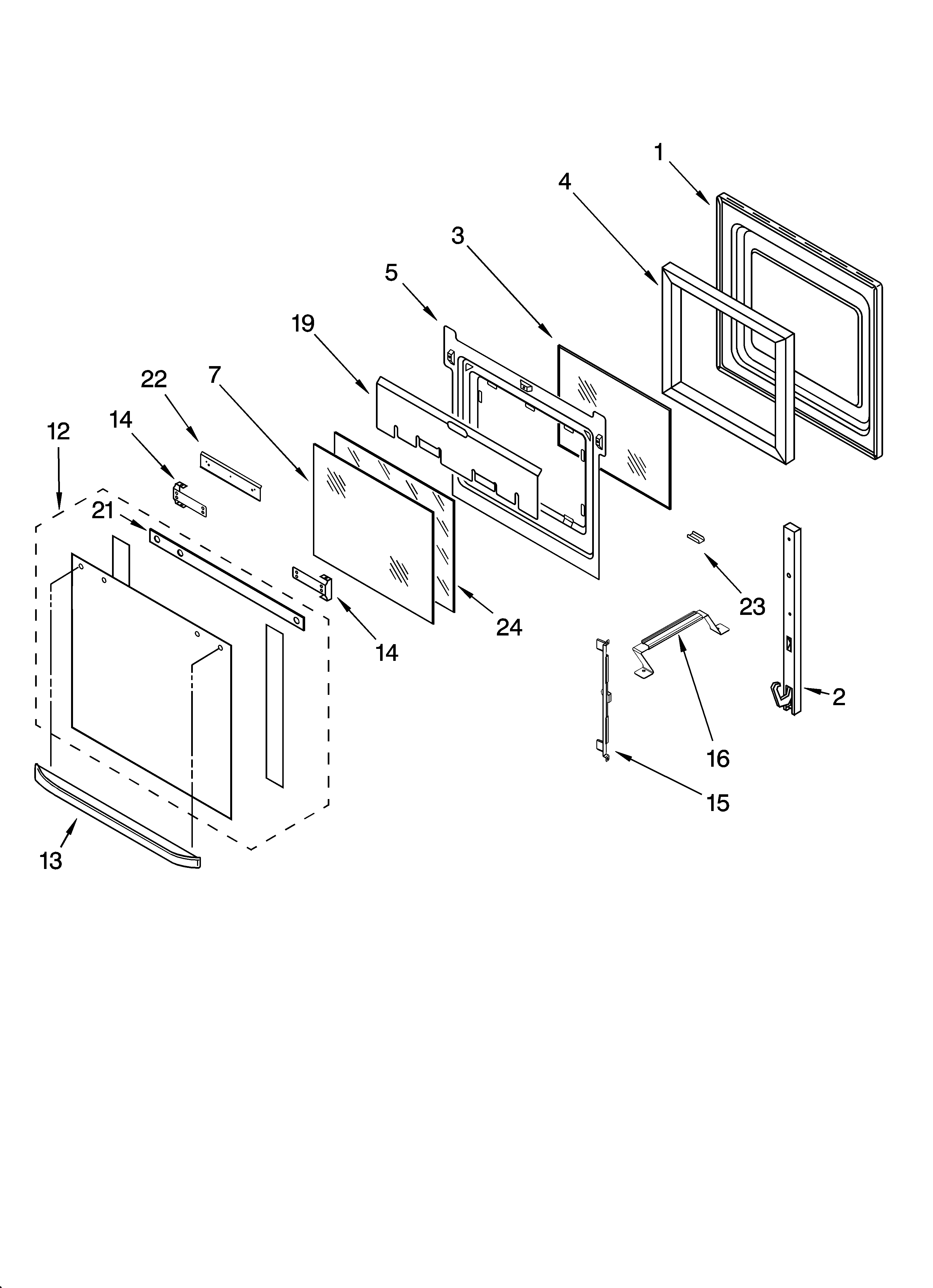 KitchenAid KEBC276KBL04 oven door parts diagram