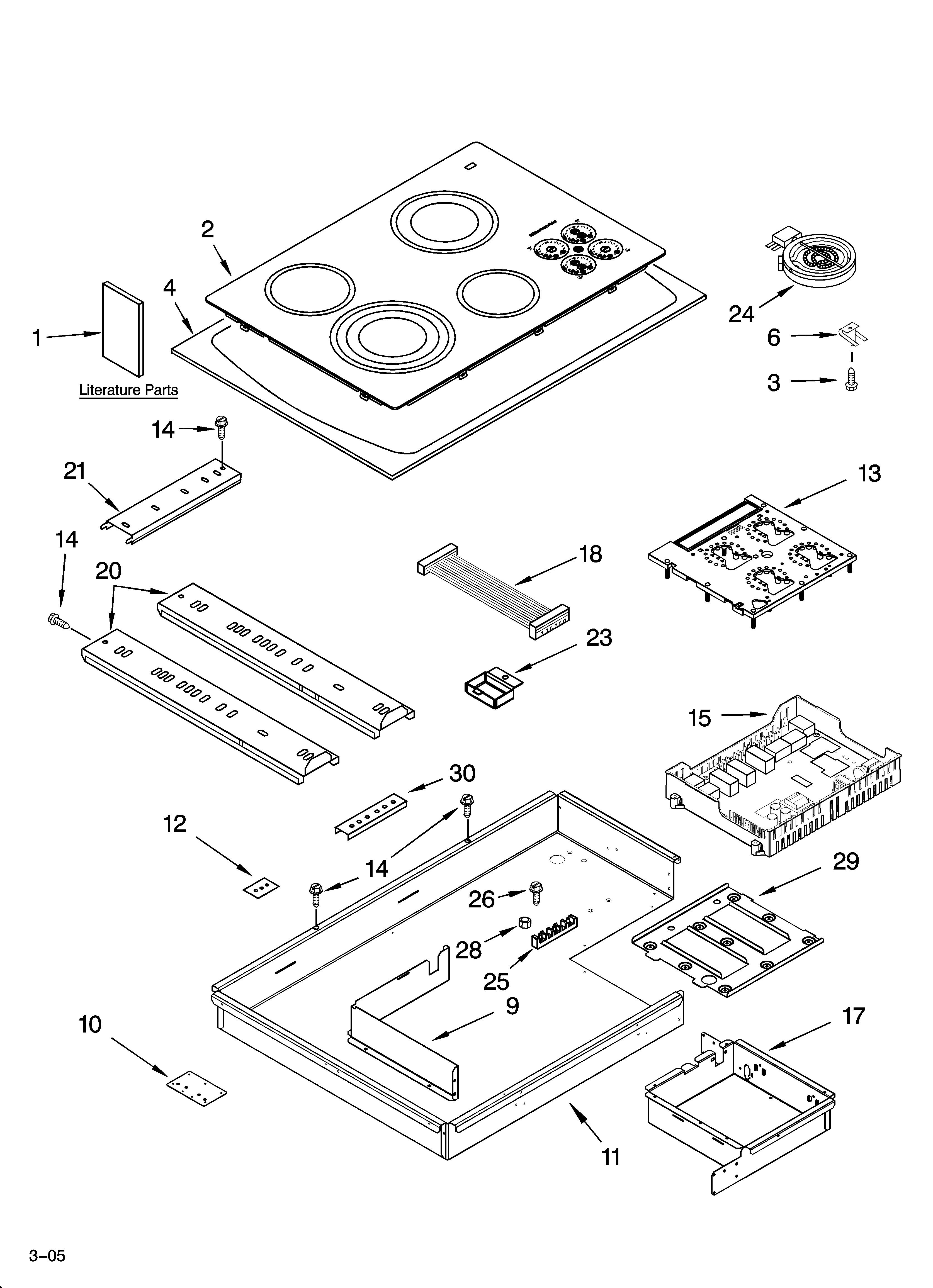 KitchenAid KECC508RPT00 cooktop parts, optional parts (not included) diagram