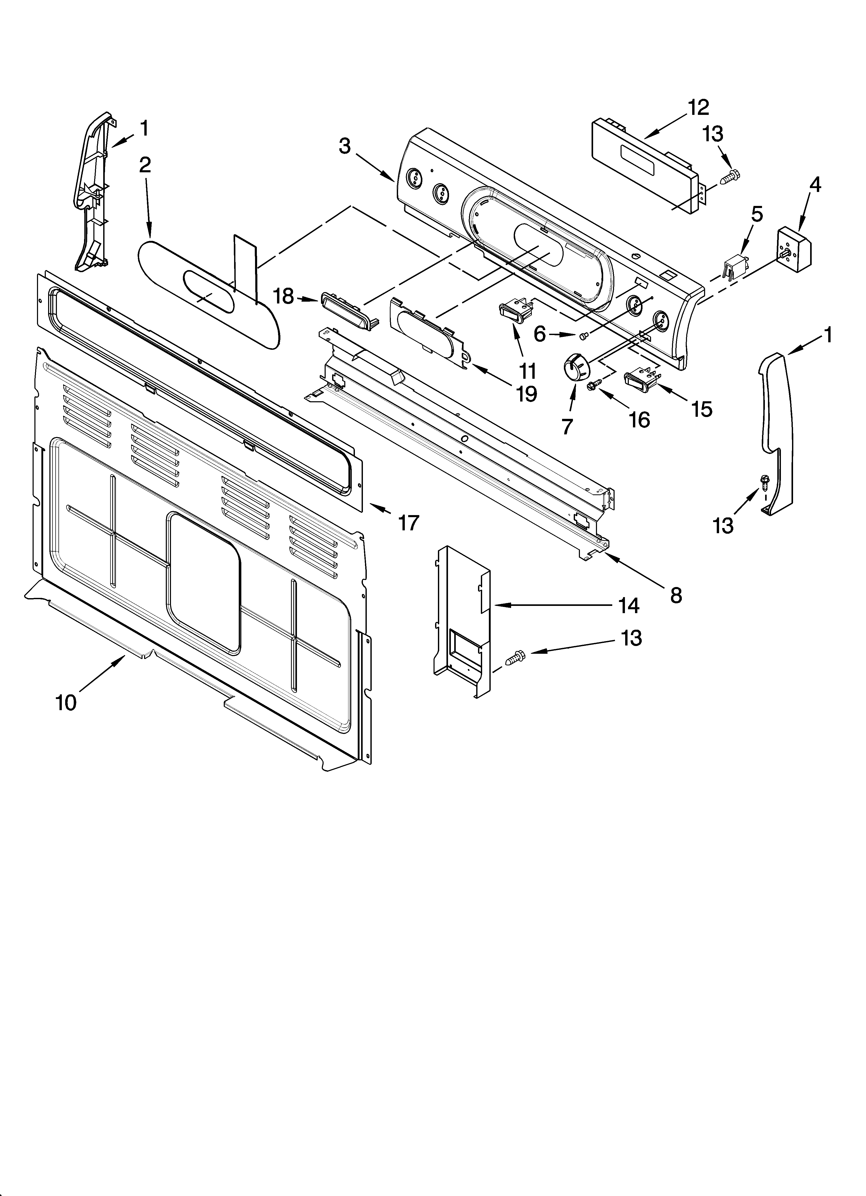 KitchenAid KERI201PWH1 control panel parts diagram