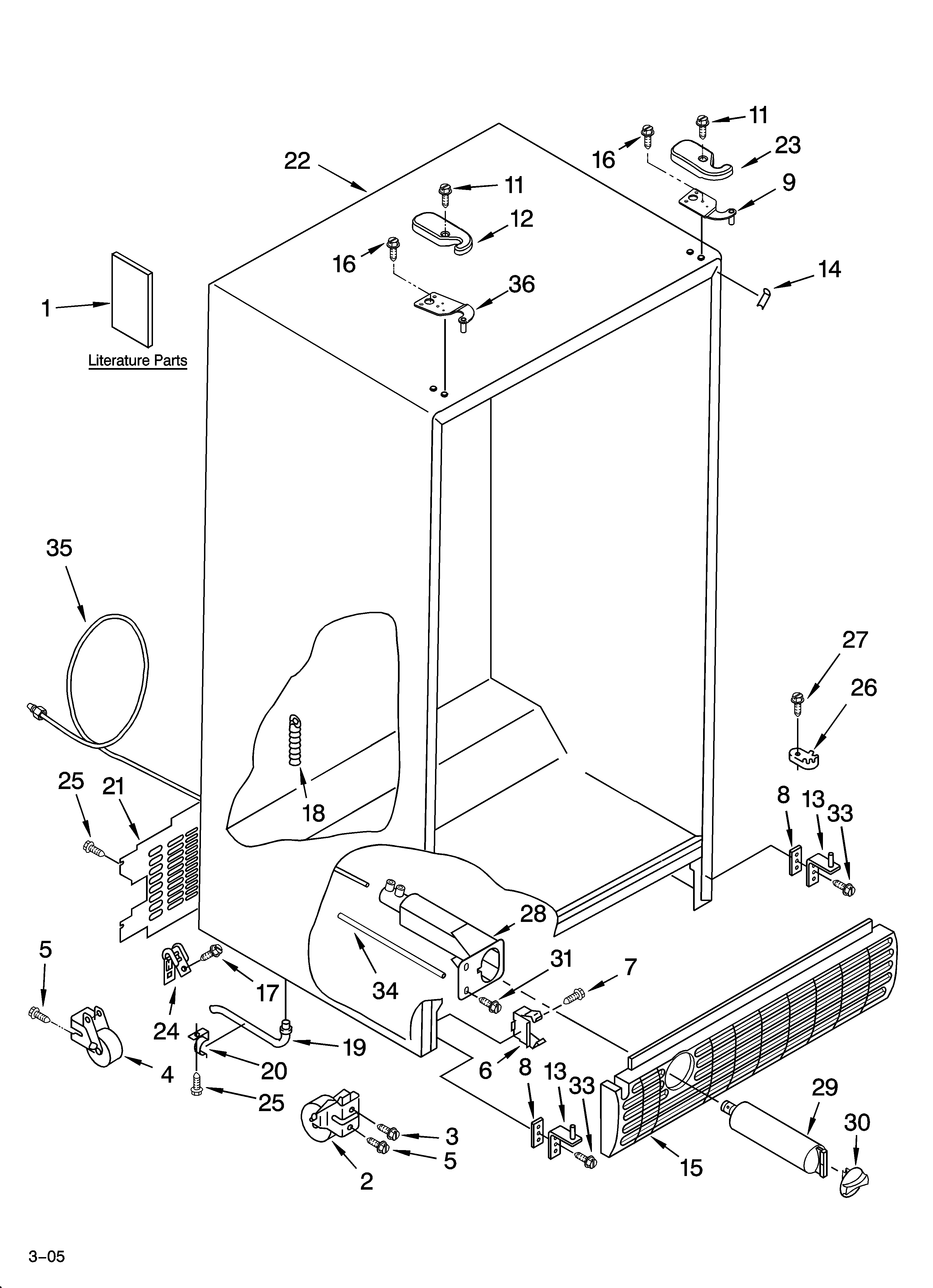 KitchenAid KSRB25FRBX00 cabinet parts diagram