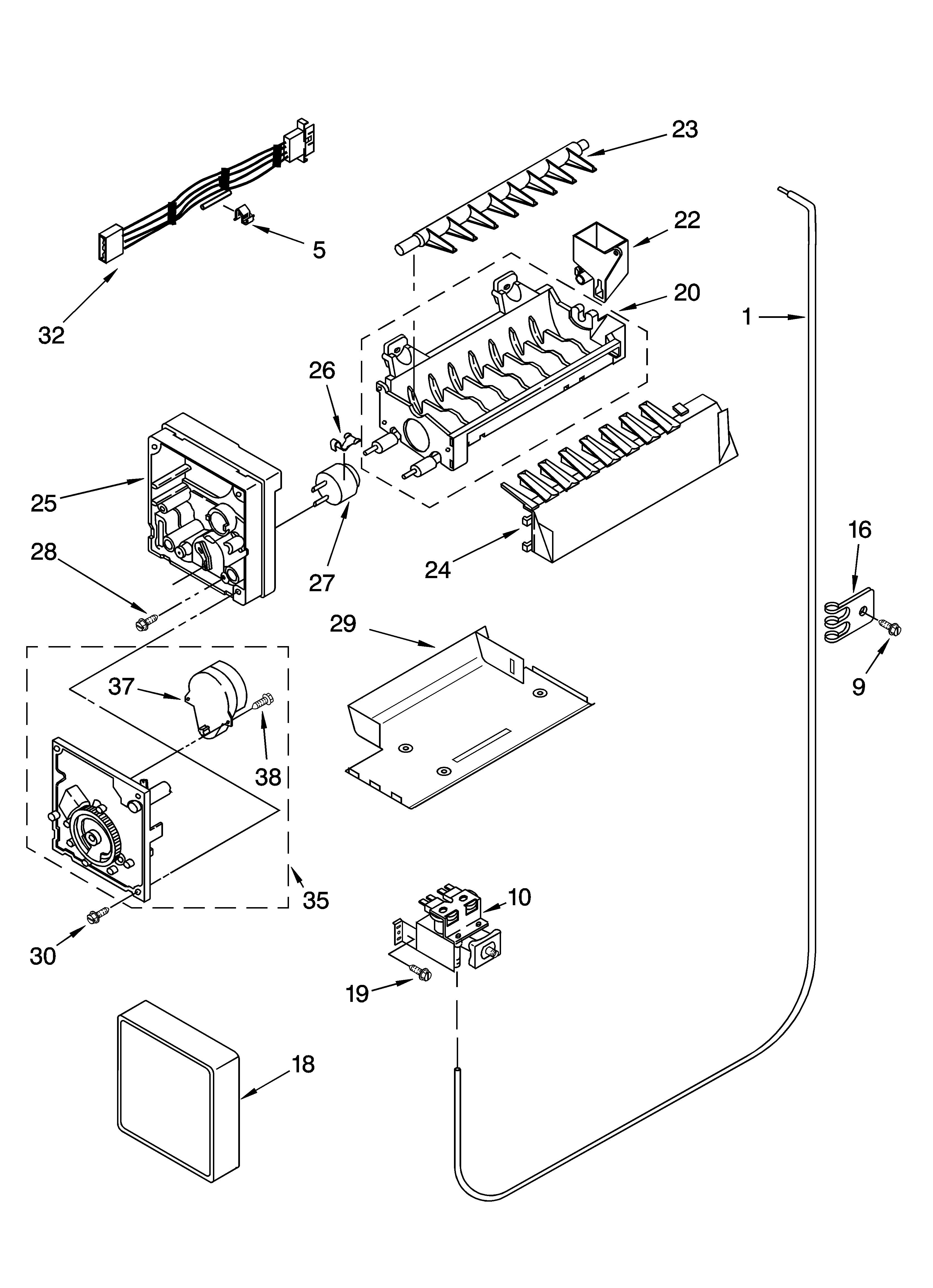 KitchenAid KSRB25FRBX00 icemaker parts, optional parts diagram