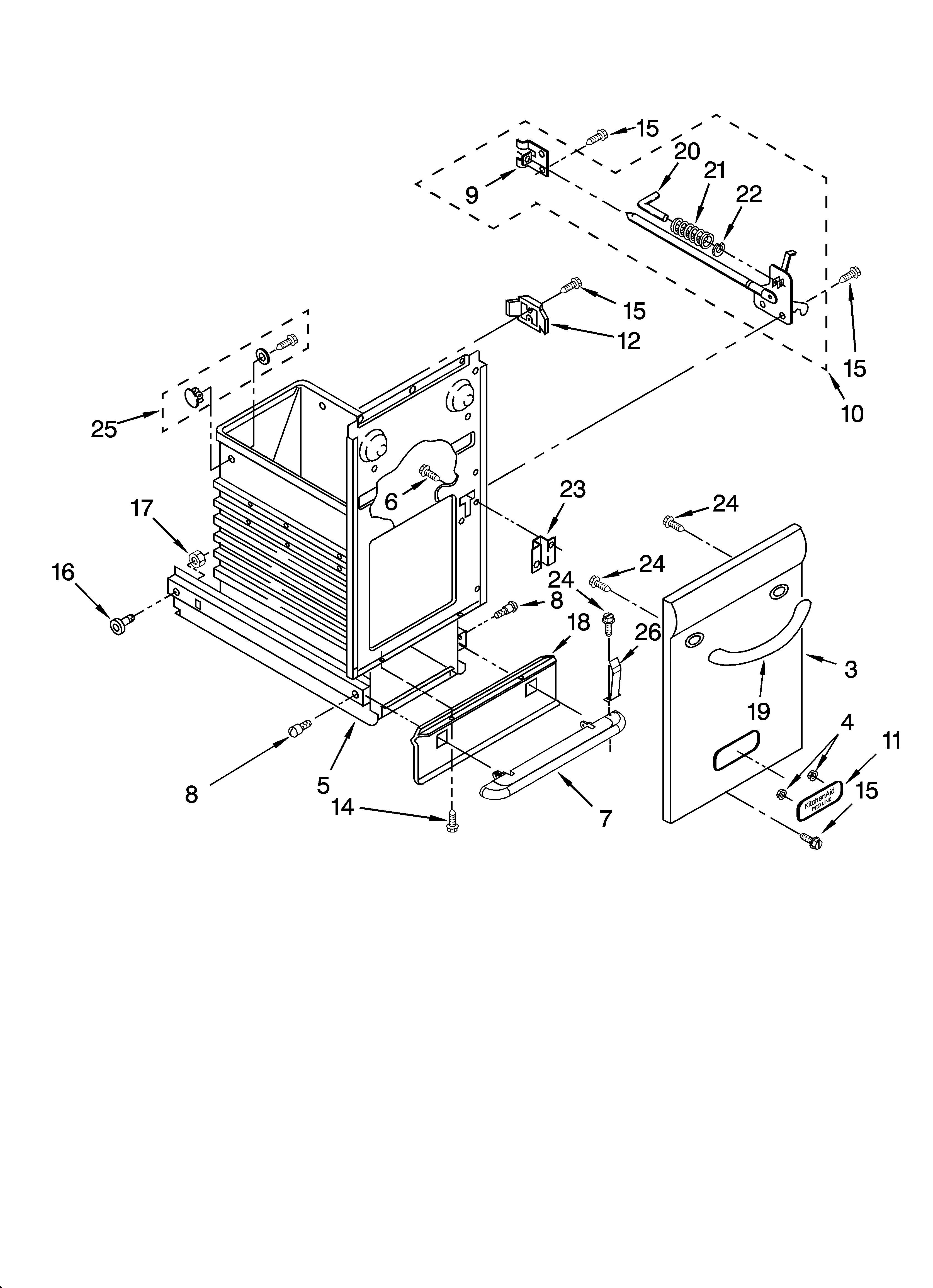 KitchenAid KUCV151MMT1 container parts diagram