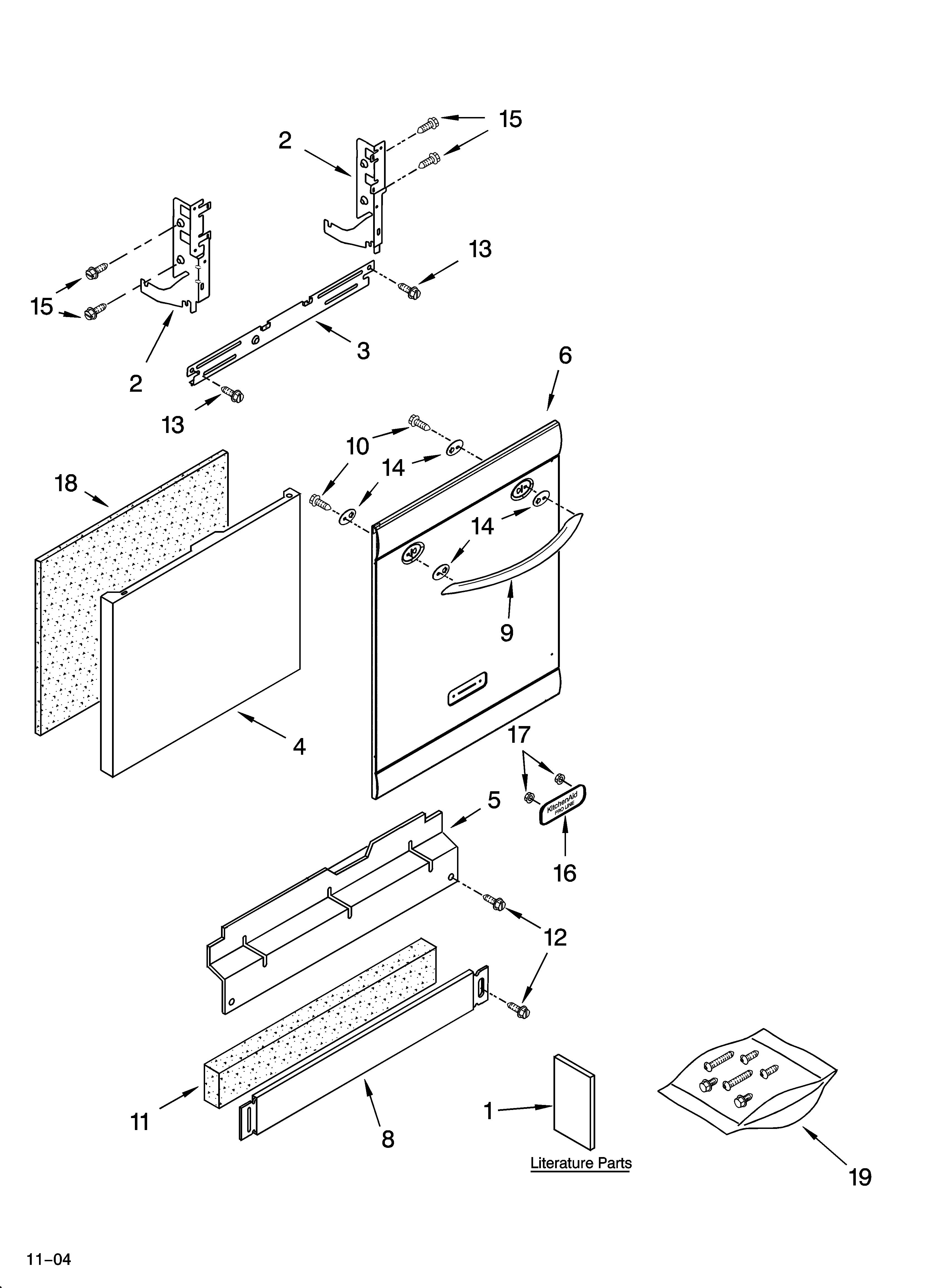 KitchenAid KUDS01VMMT2 door and panel parts diagram