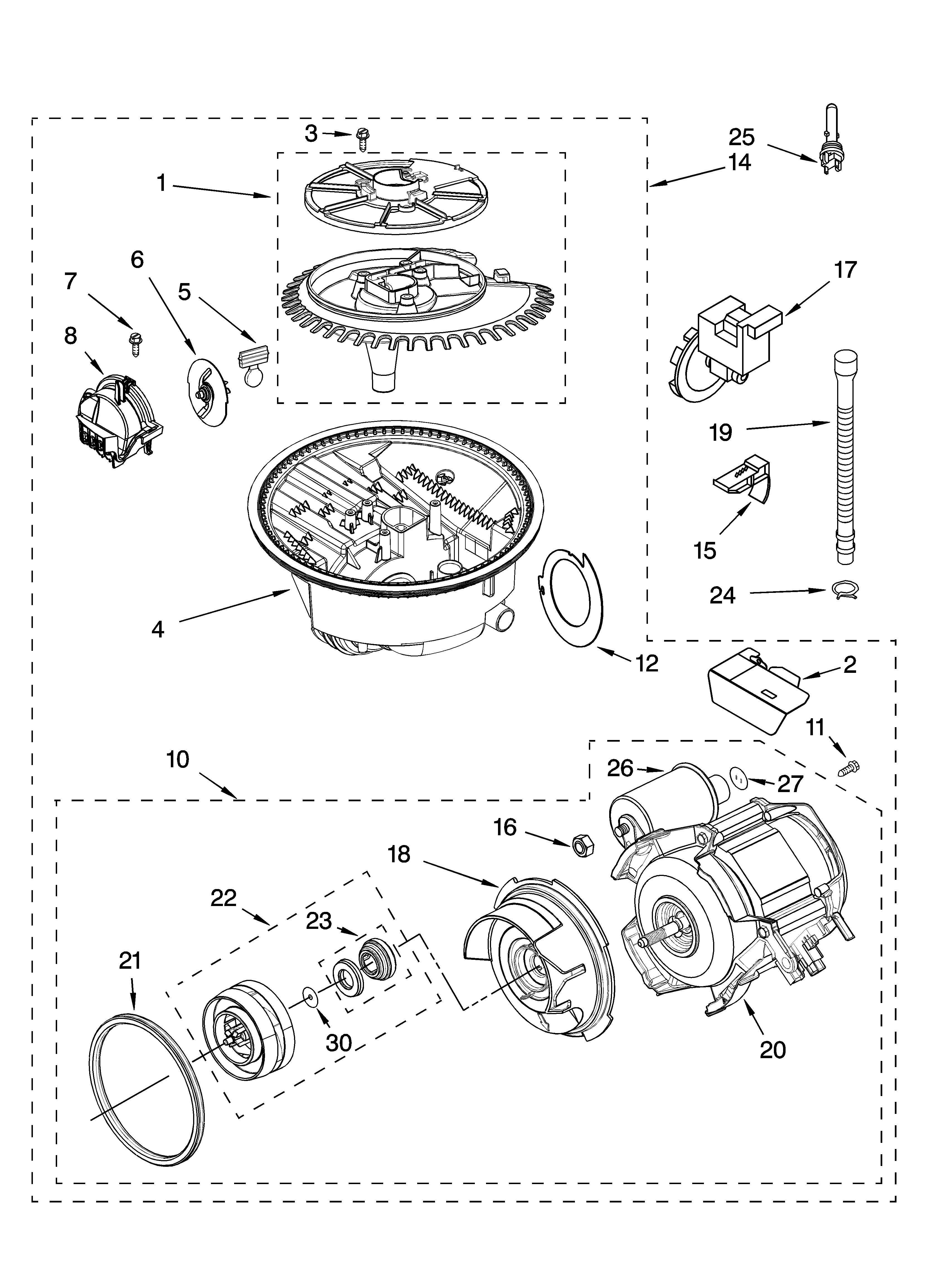 KitchenAid KUDS01VMMT2 pump and motor parts diagram