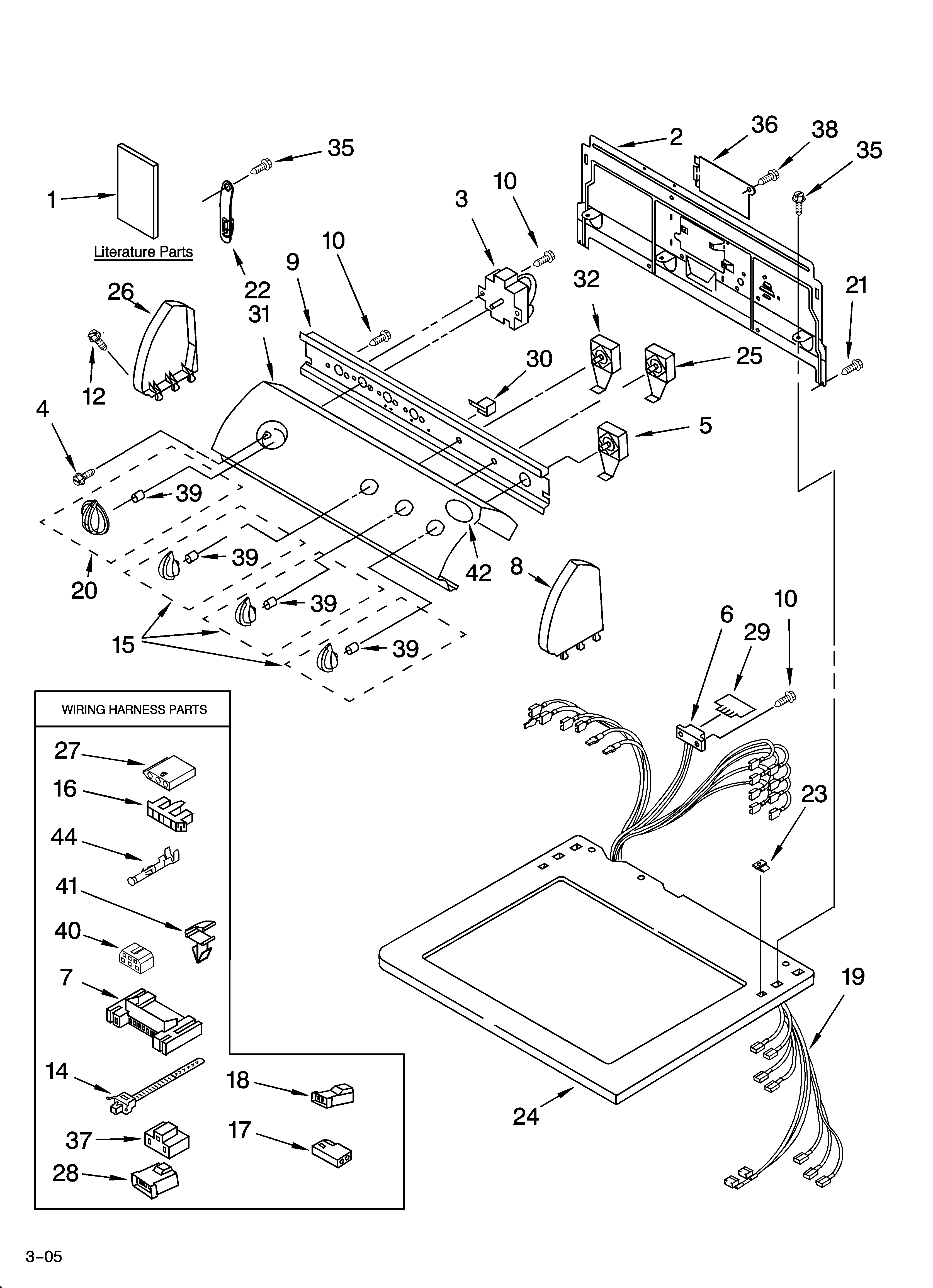 Whirlpool LGQ8621PG1 top and console parts diagram