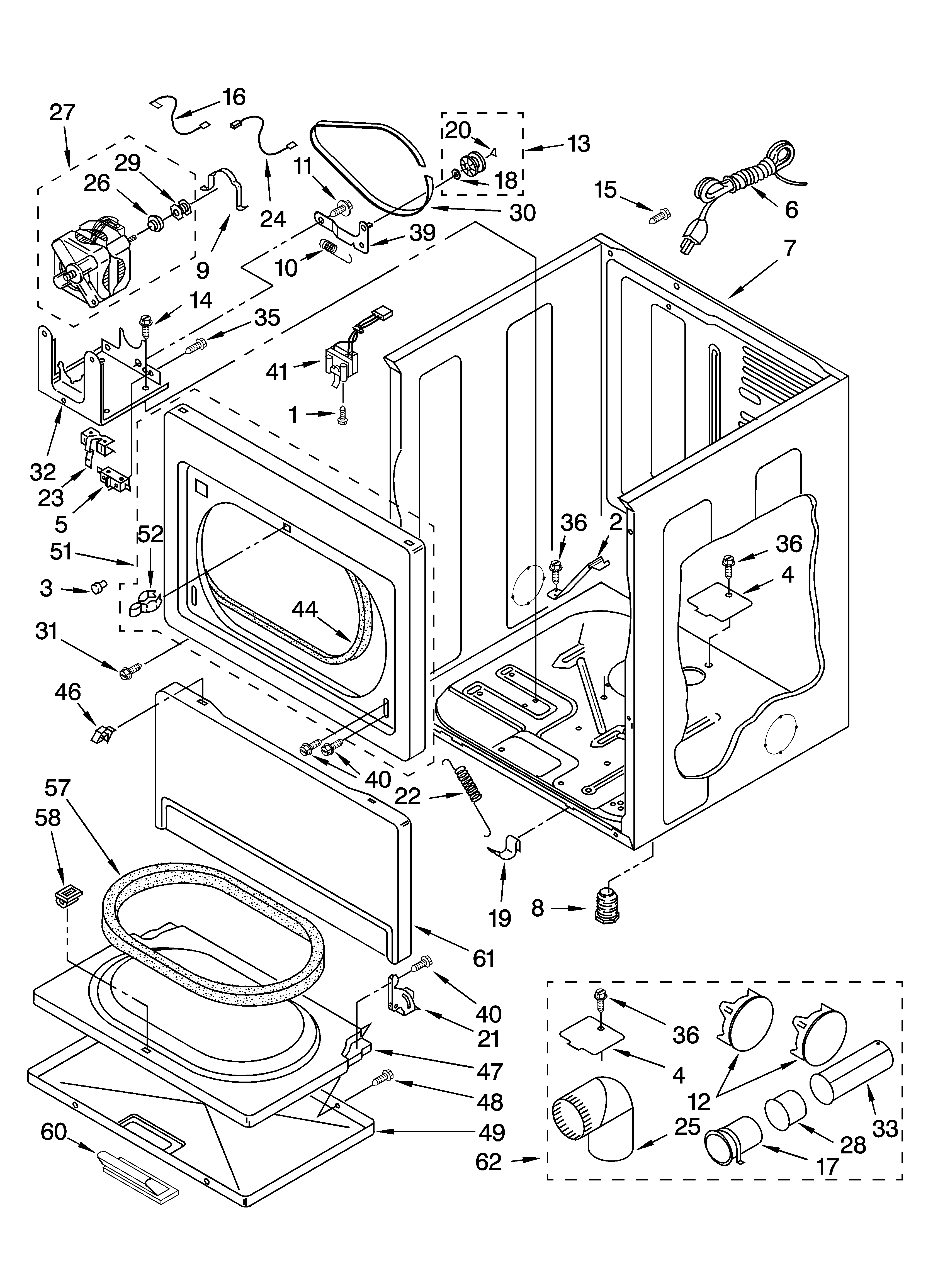Whirlpool LGQ8621PG1 cabinet parts diagram