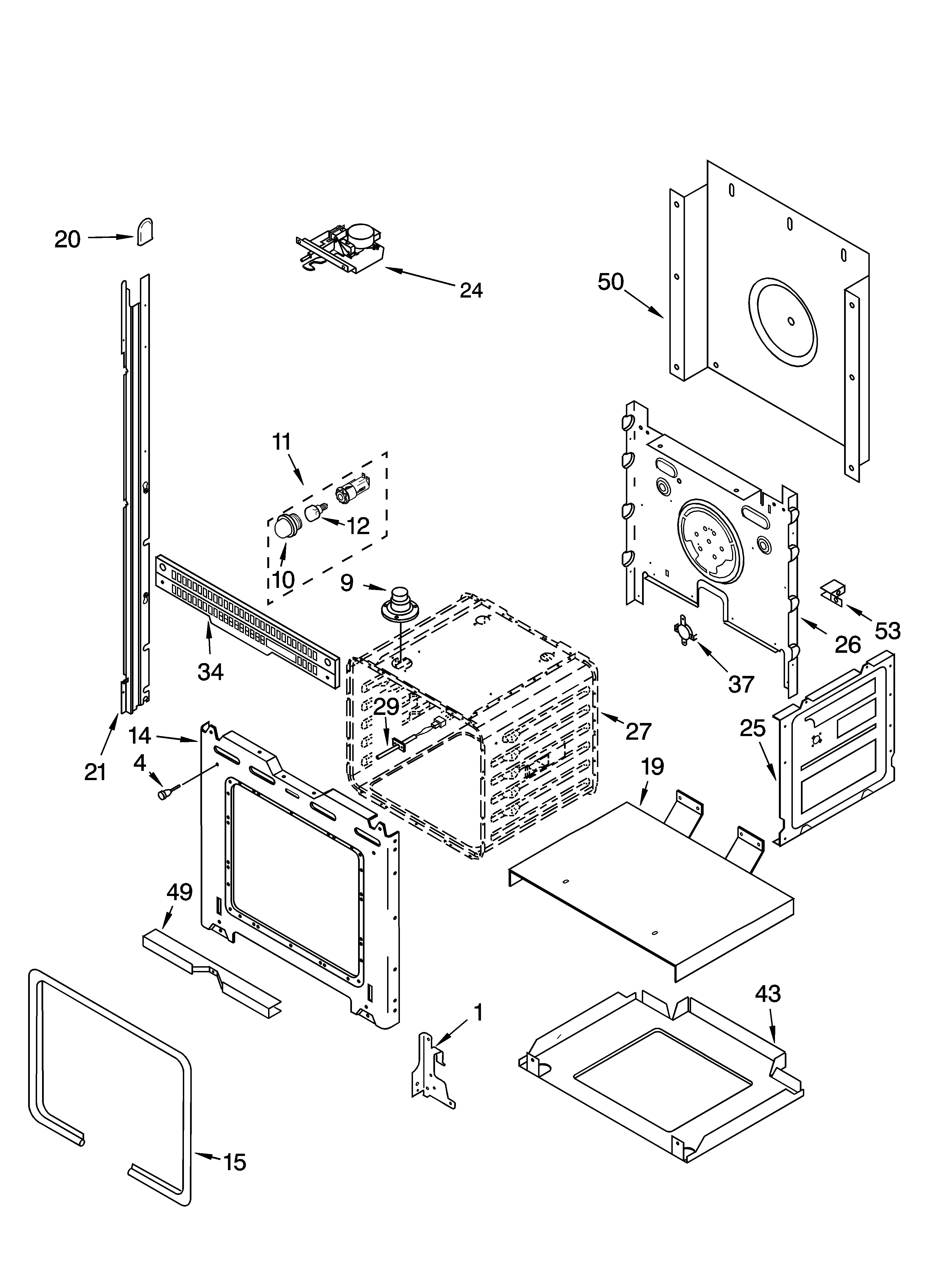Whirlpool RBD275PDS15 upper oven parts diagram