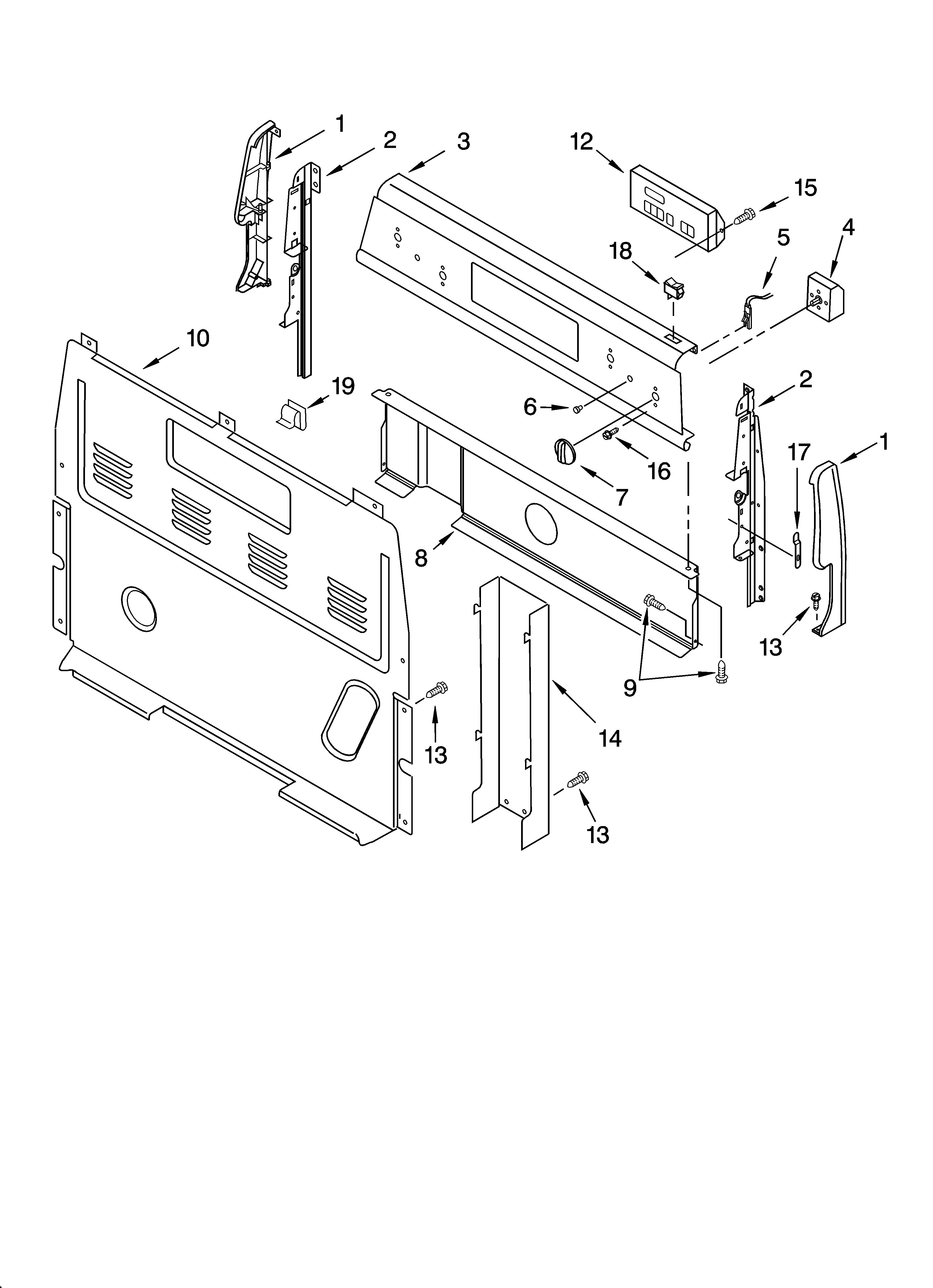 Whirlpool RF365PXMQ1 control panel parts diagram
