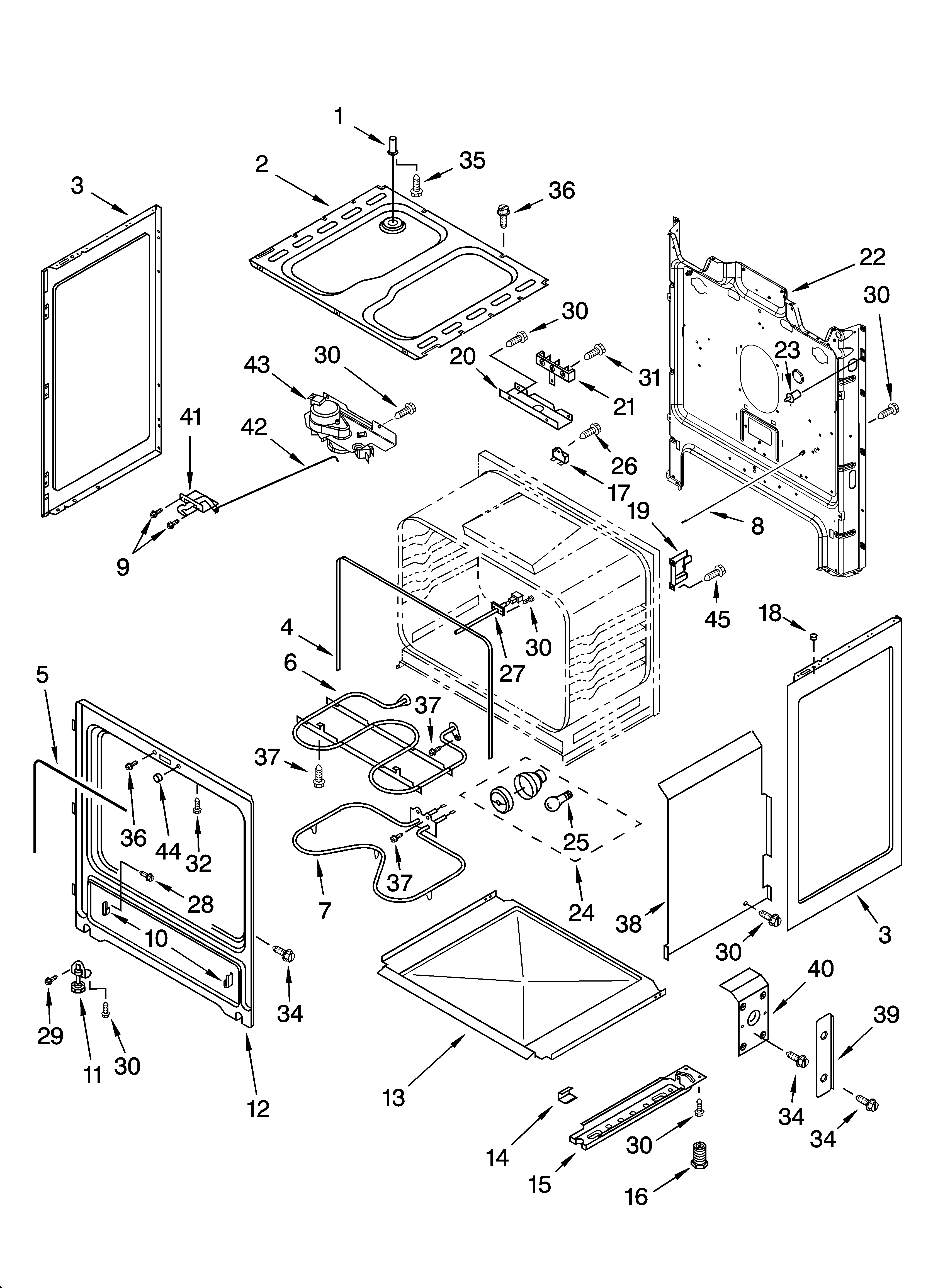 Whirlpool RF365PXMQ1 chassis parts diagram