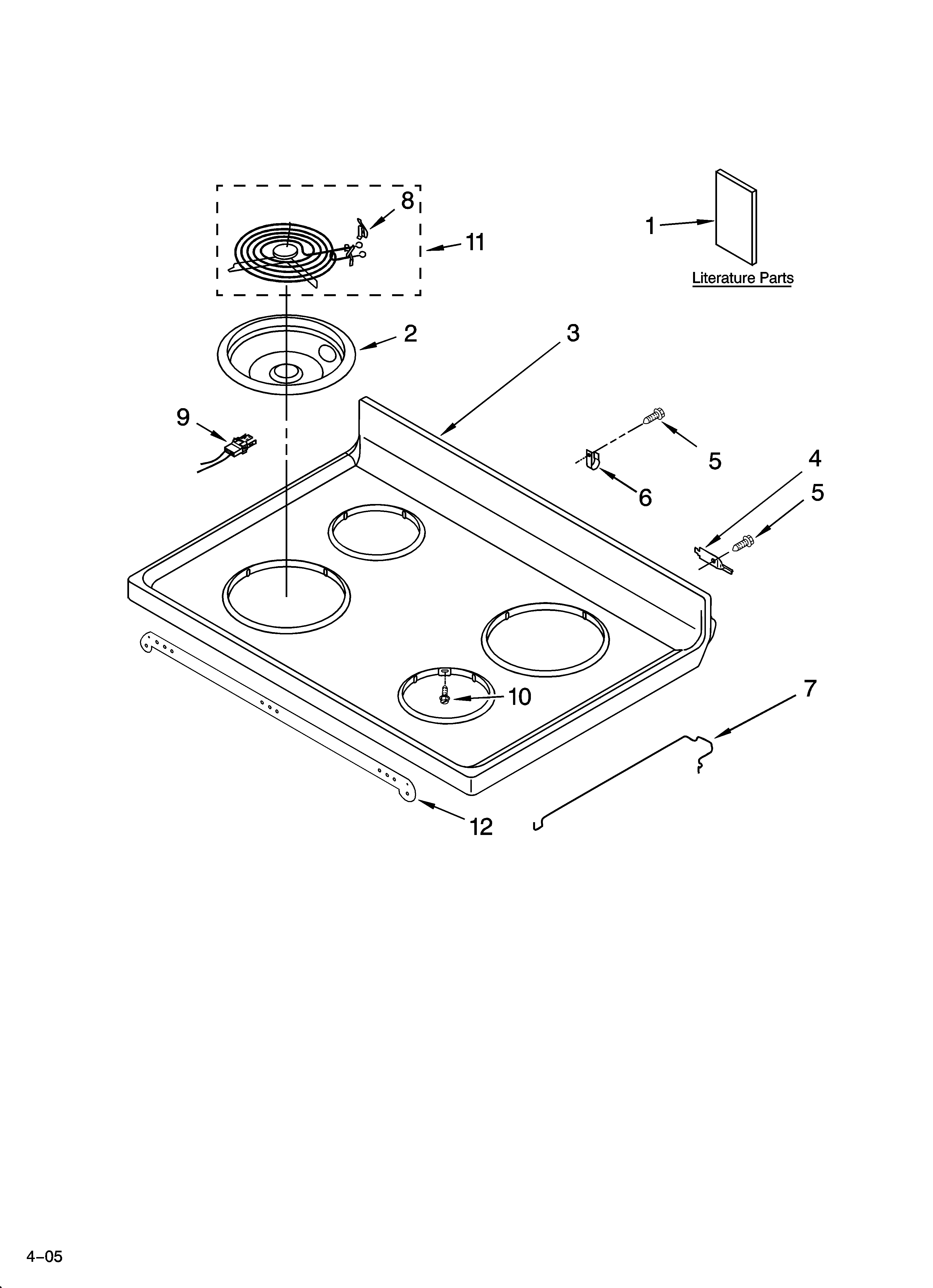 Roper RME32301 cooktop parts diagram