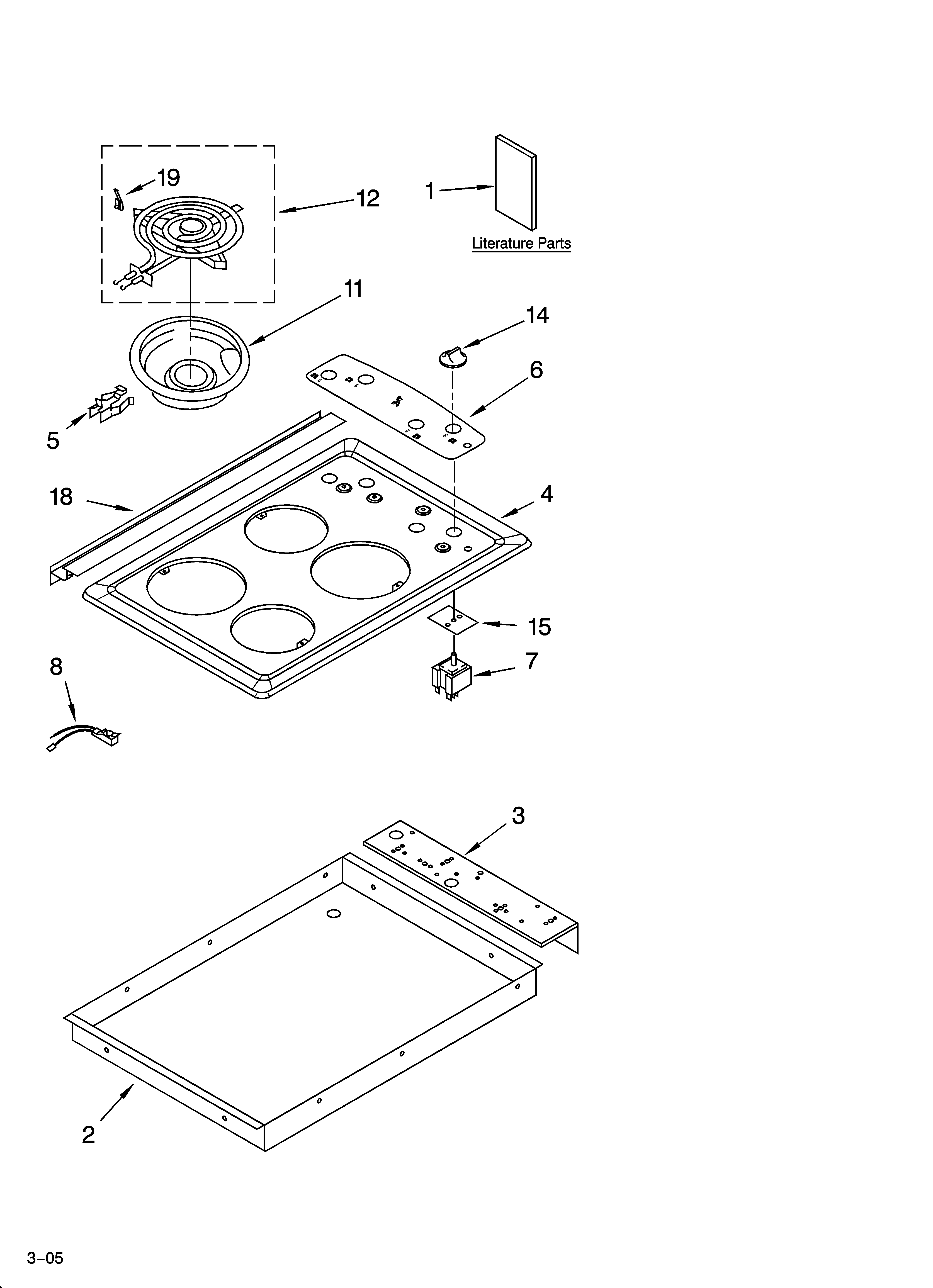Whirlpool RS675PXGB14 cooktop parts diagram
