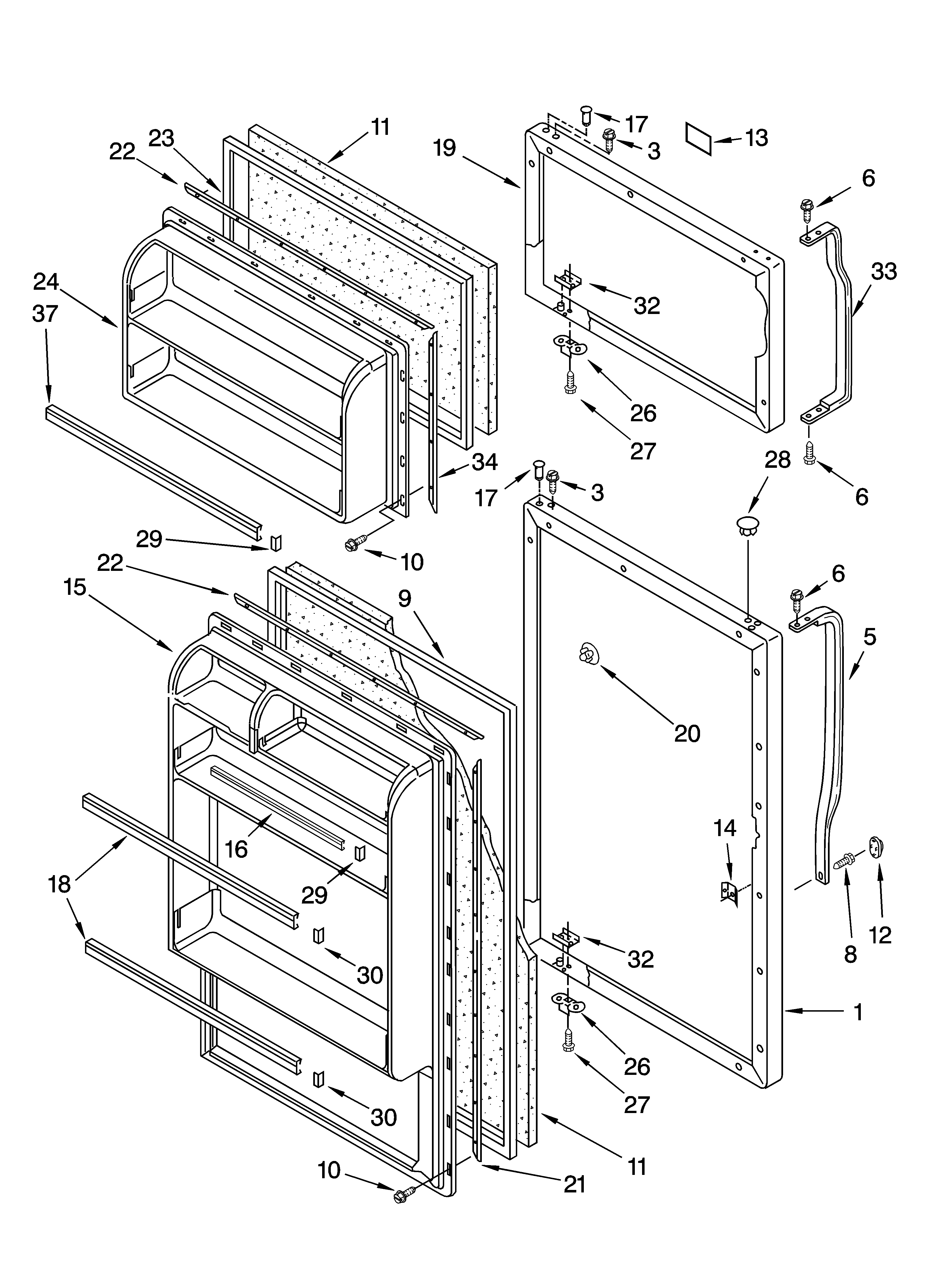 Roper RT18BKXKQ03 door parts diagram