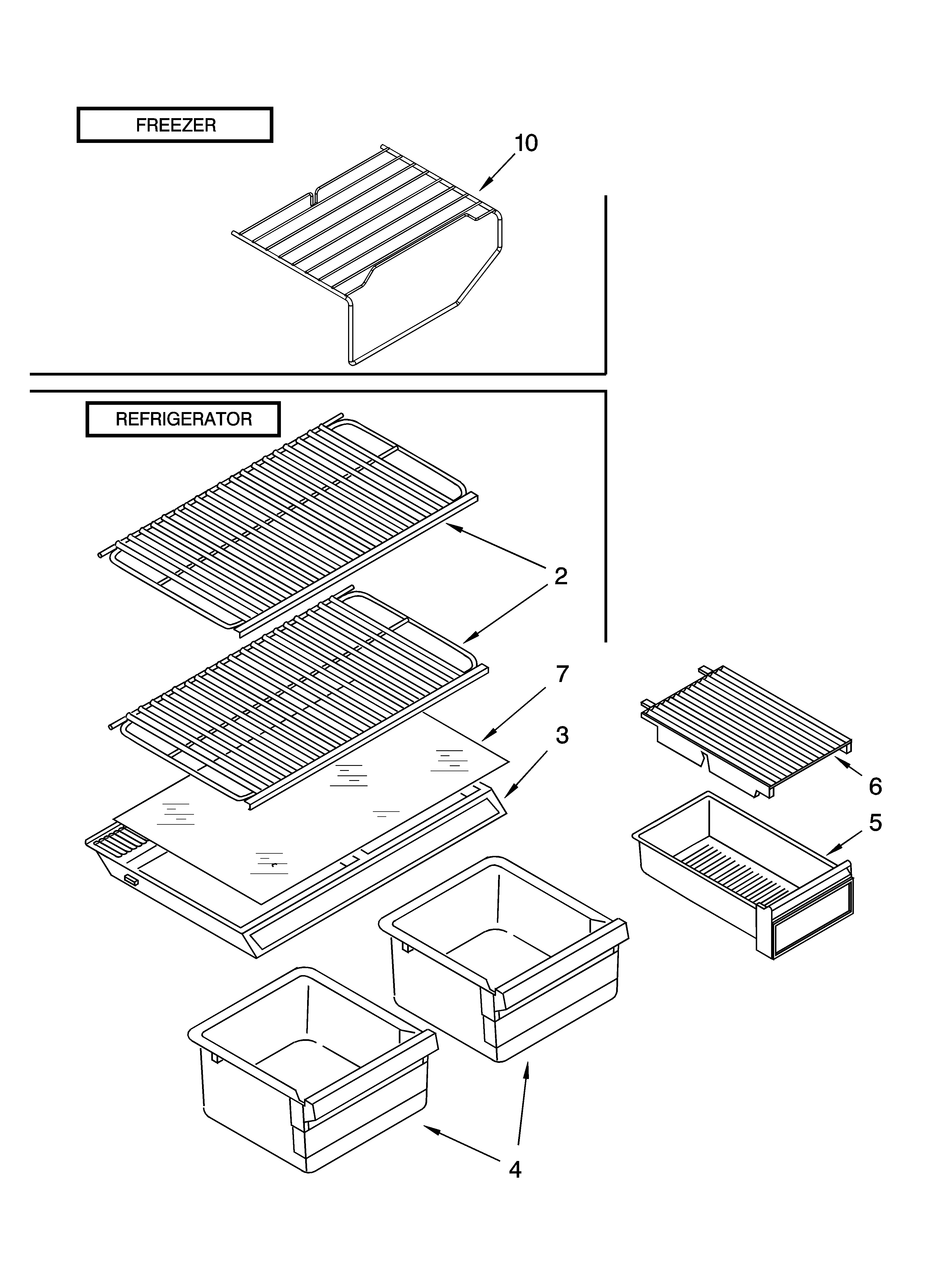Roper RT18BKXKQ03 shelf parts, optional parts diagram