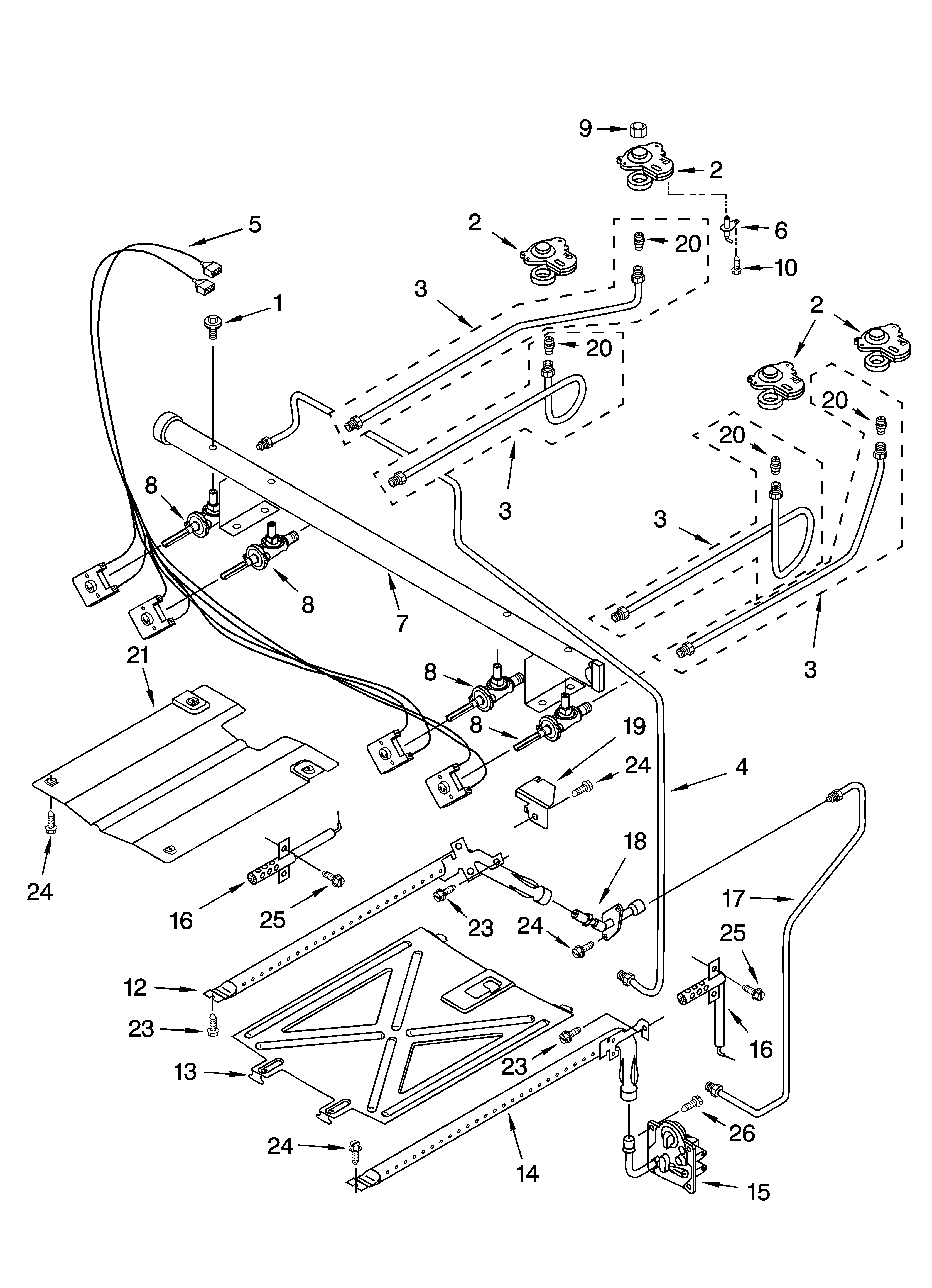 Whirlpool SF196LEPB1 manifold parts diagram