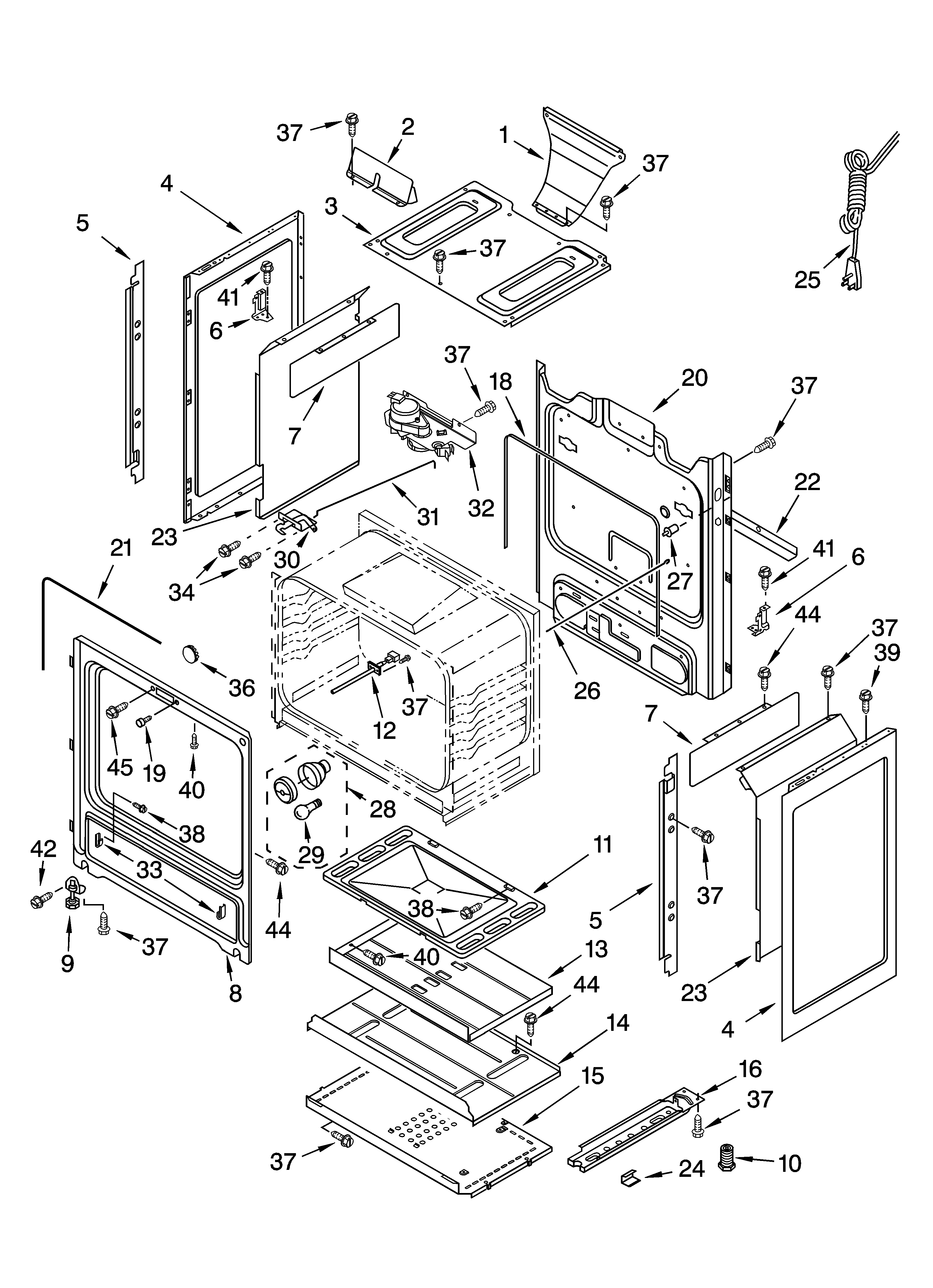 Whirlpool SF196LEPB1 chassis parts diagram