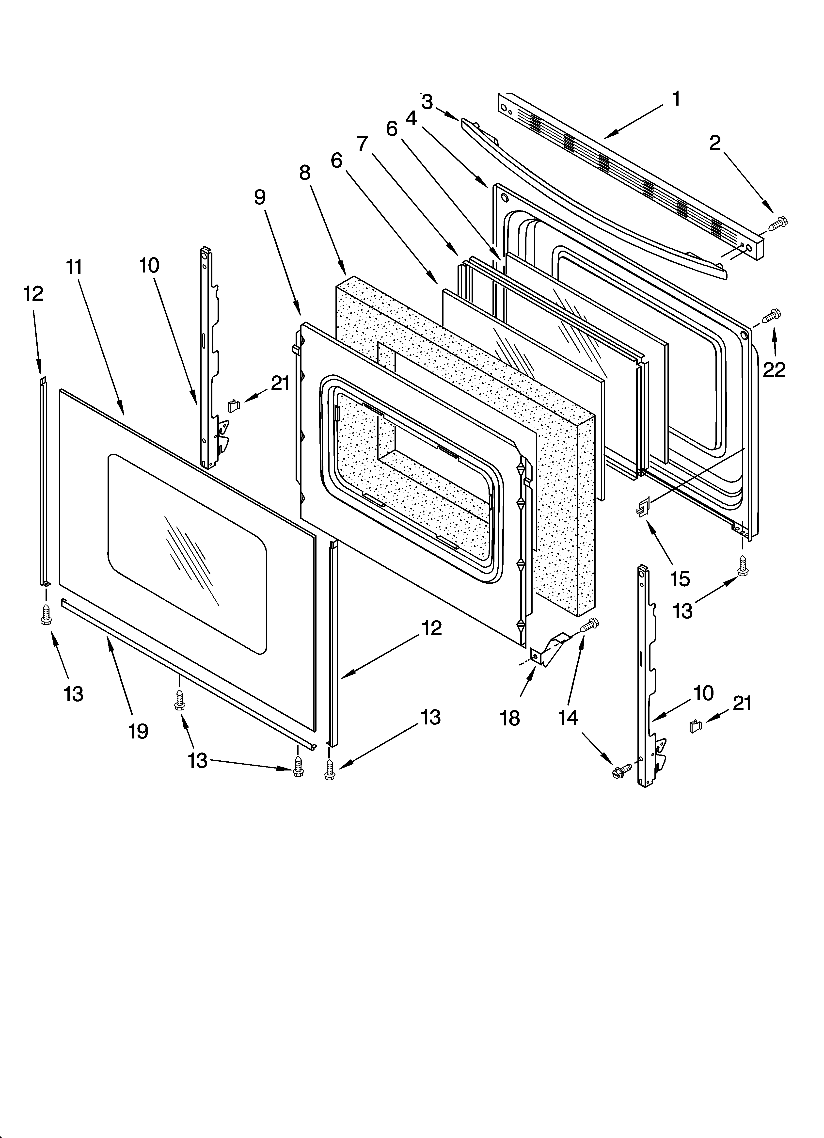 Whirlpool SF196LEPB1 door parts, optional parts diagram