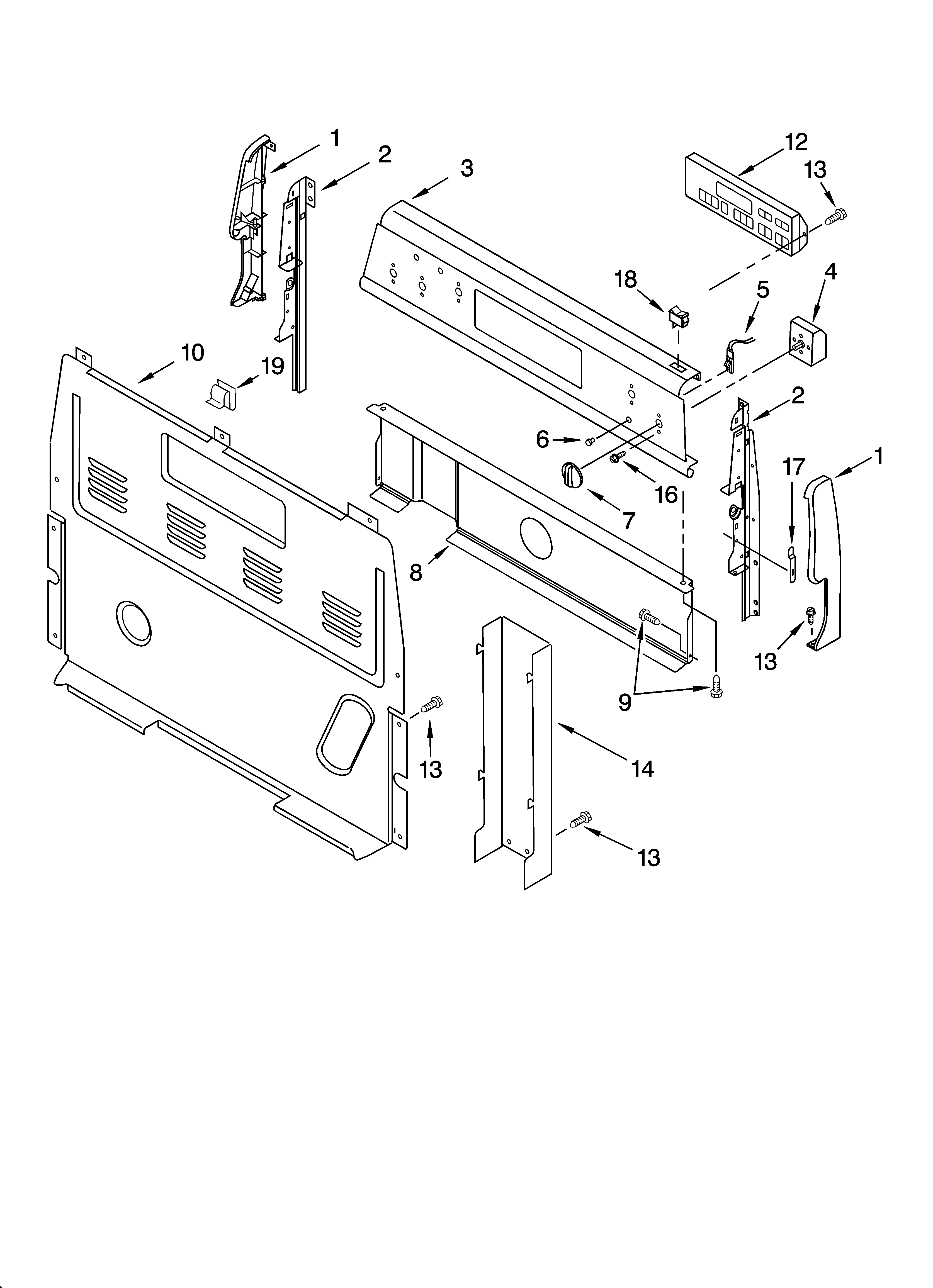 Estate TES325MQ1 control panel parts diagram