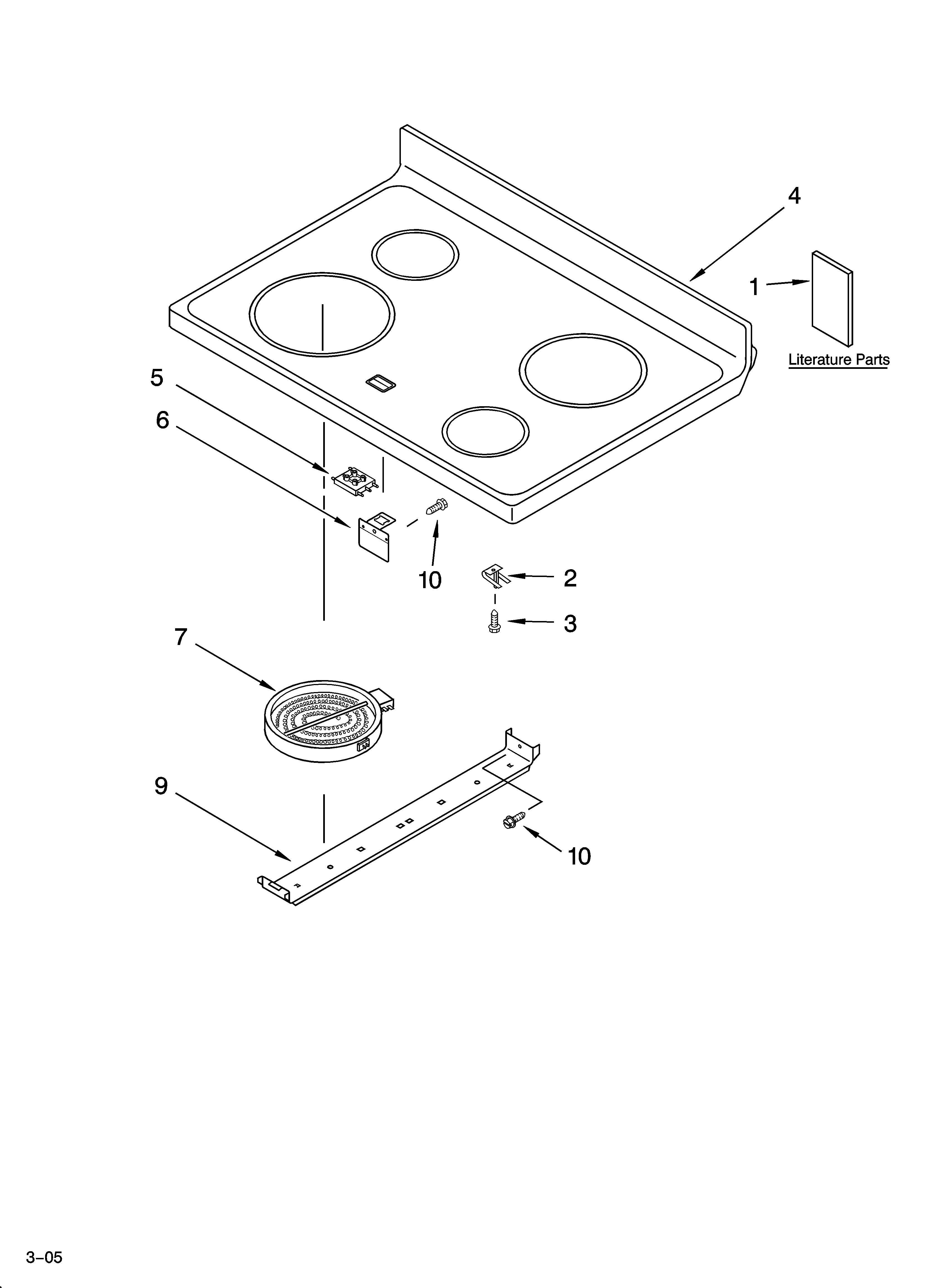 Estate TES355MT1 cooktop parts diagram