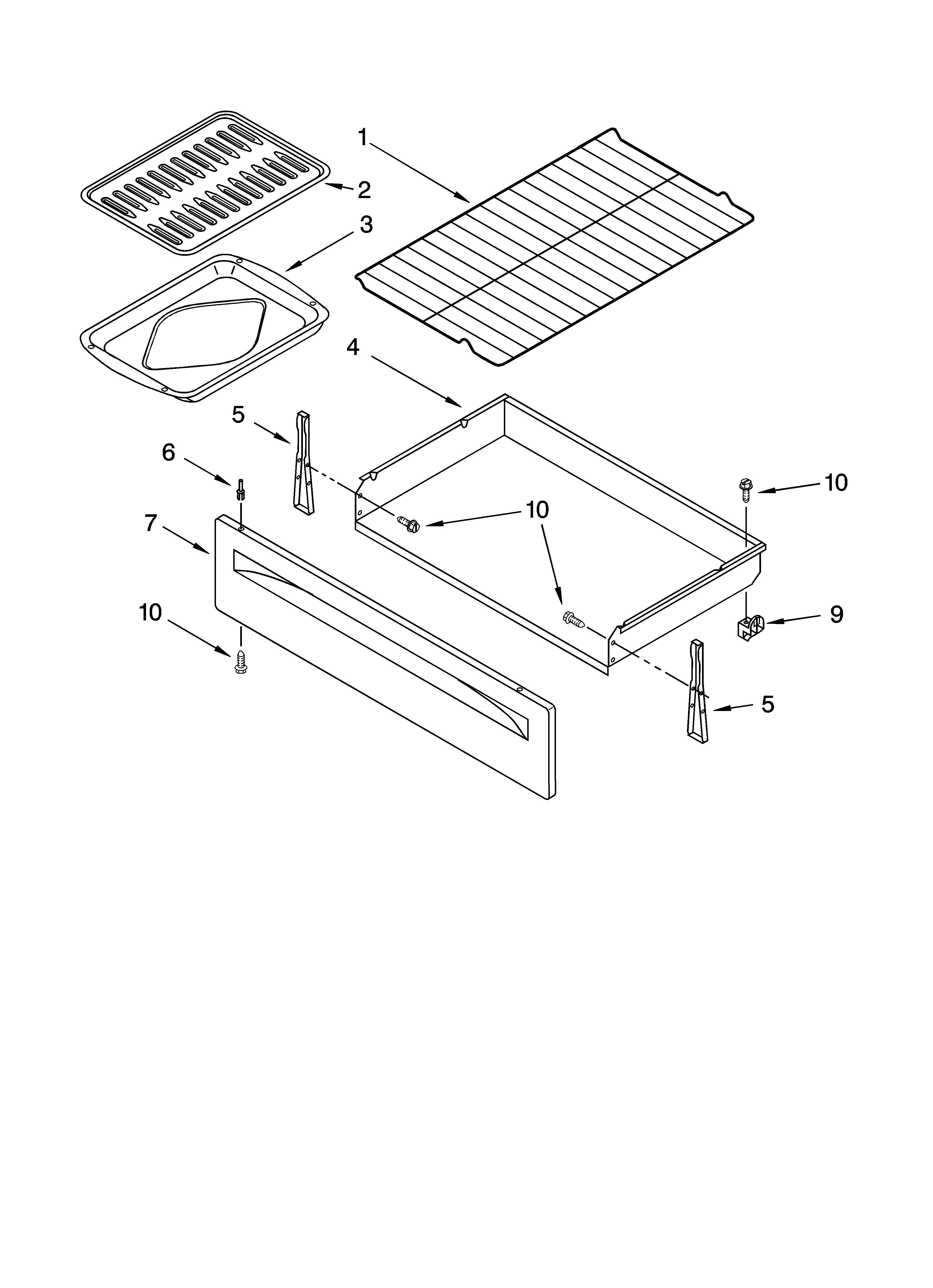Estate TES355MT1 drawer & broiler parts, optional parts diagram