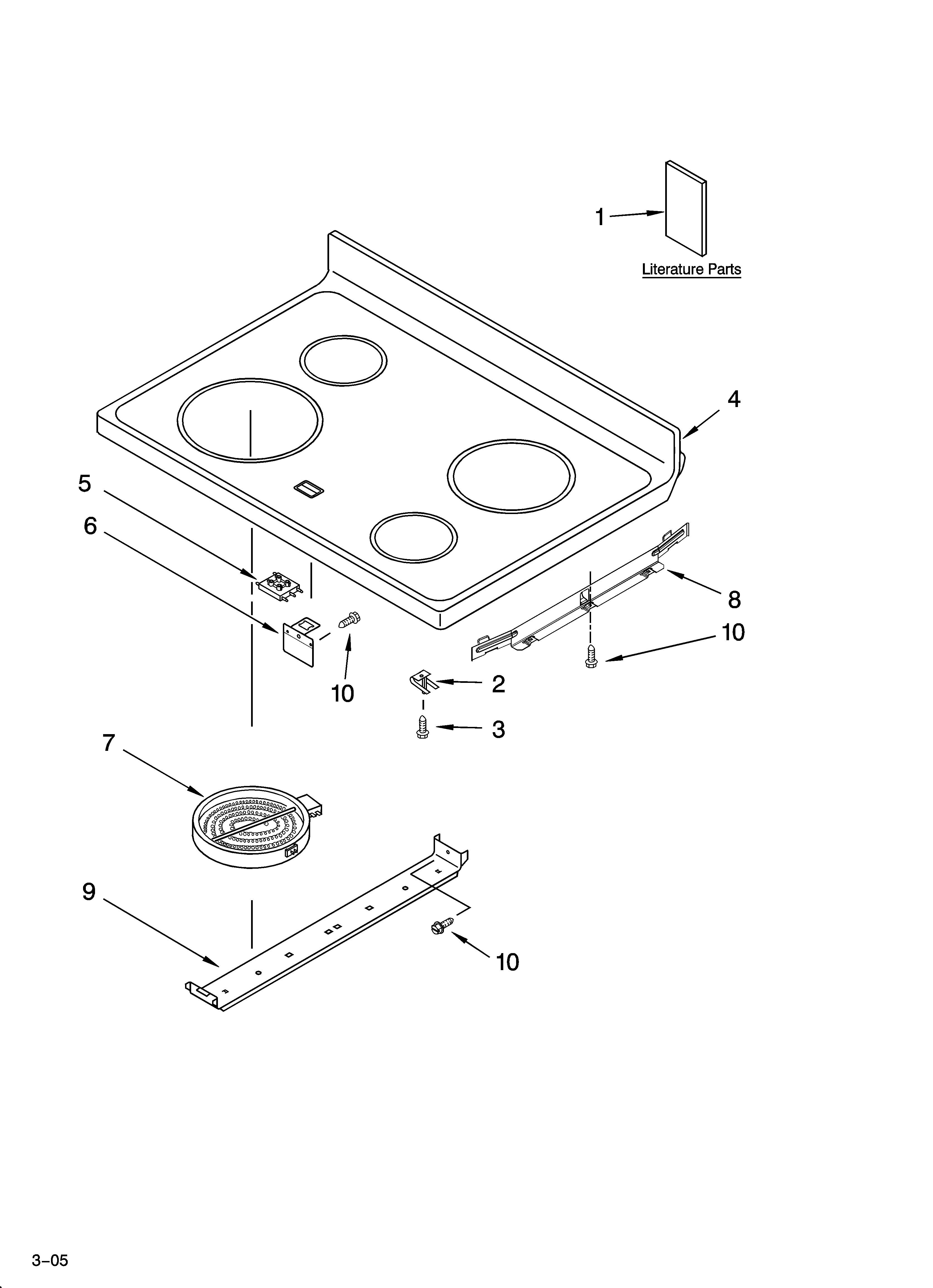 Estate TES356MS1 cooktop parts diagram