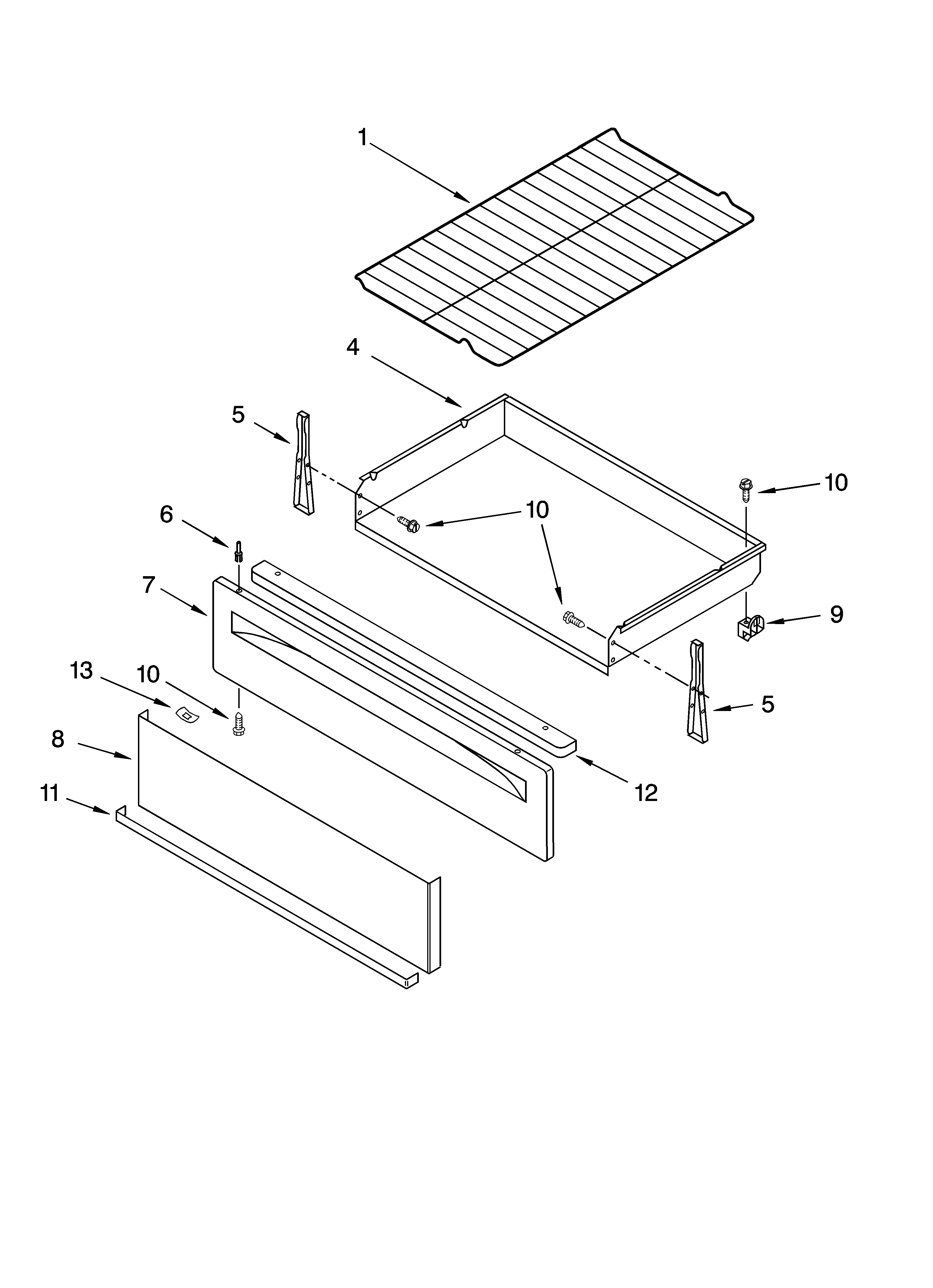 Estate TES356MS1 drawer & broiler parts, optional parts diagram