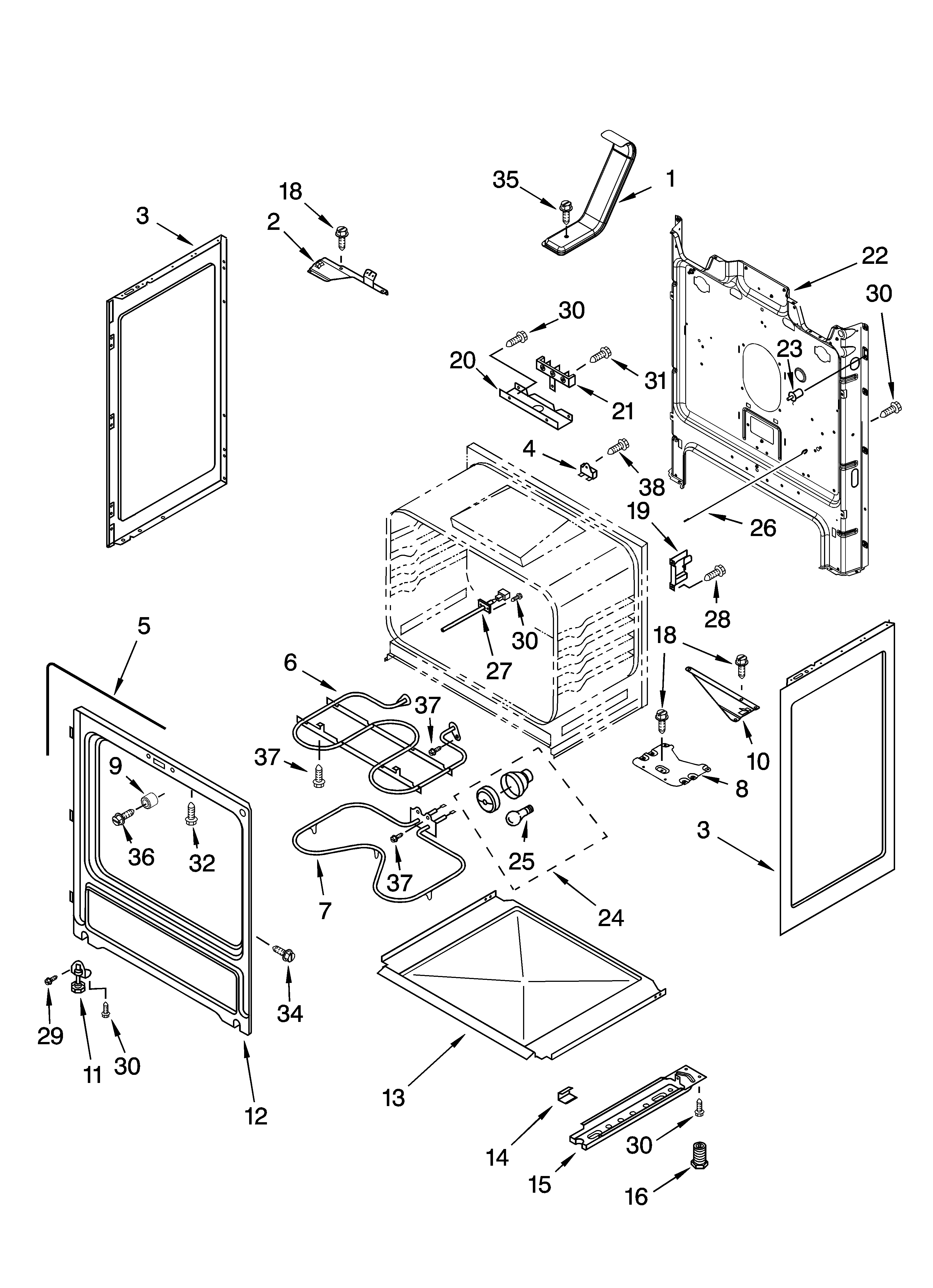 Whirlpool WERE4200PQ1 chassis parts diagram