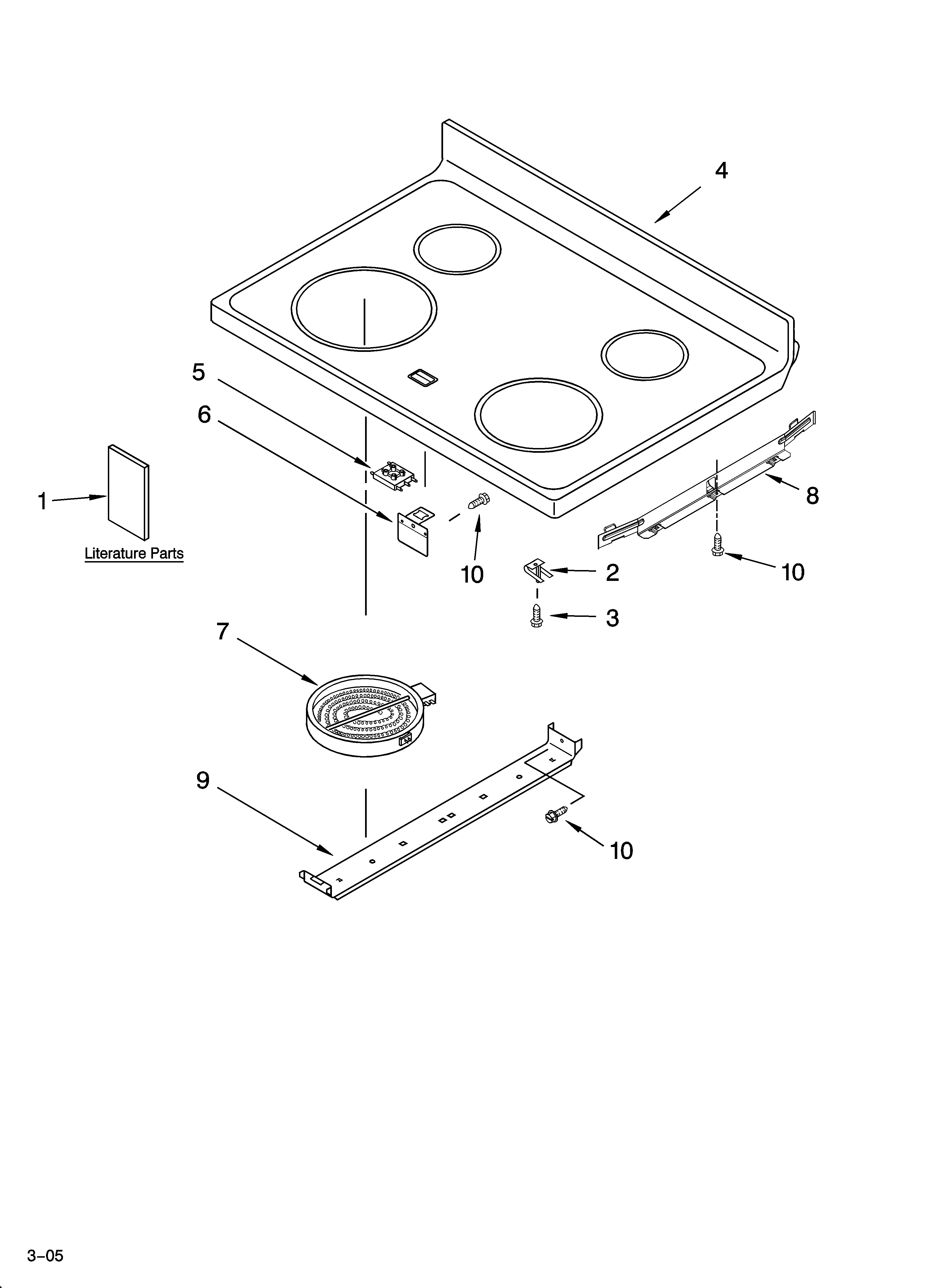 Whirlpool WERP4210PQ1 cooktop parts diagram