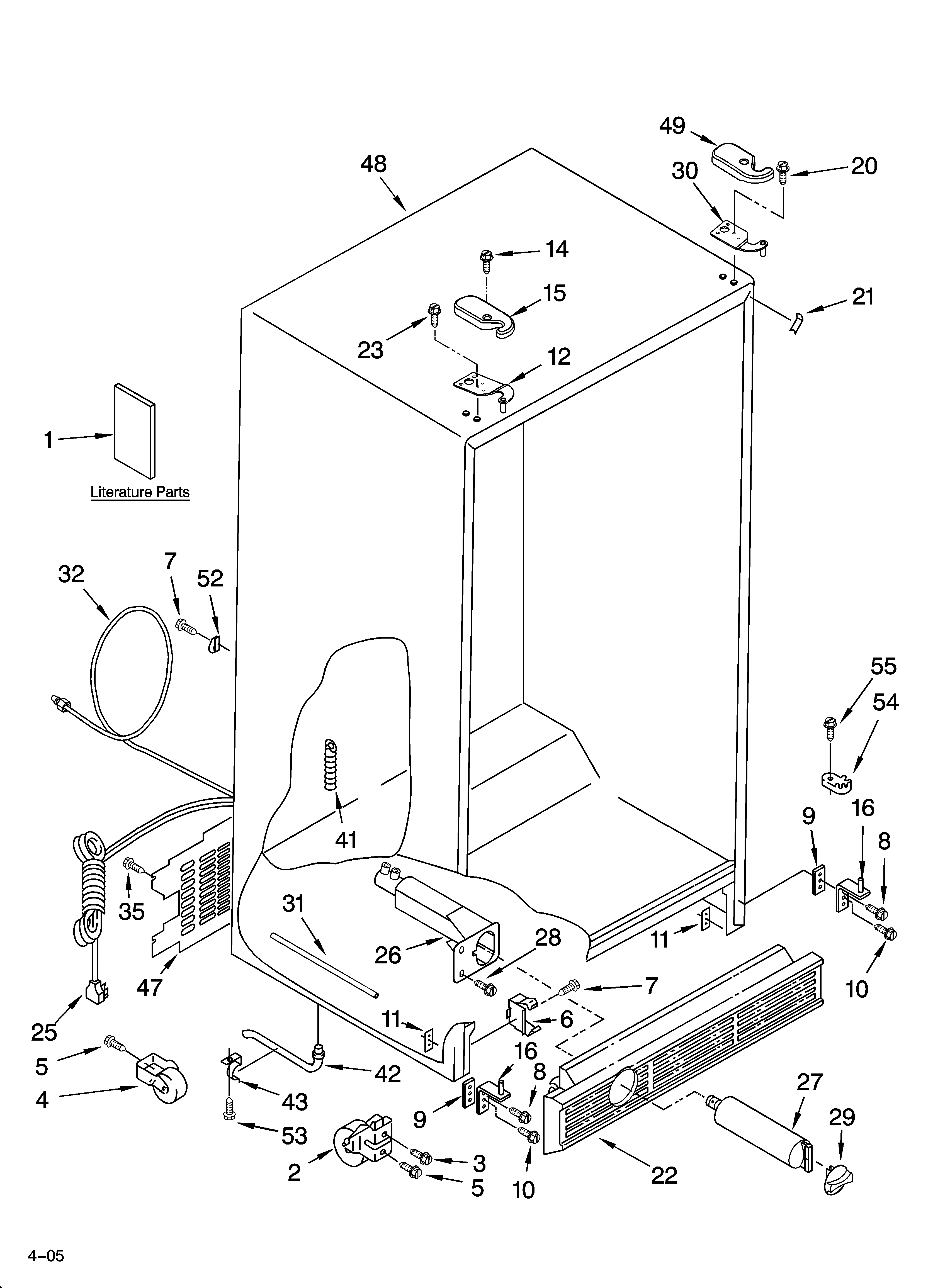 Whirlpool 5VES3FHGRS00 cabinet parts diagram