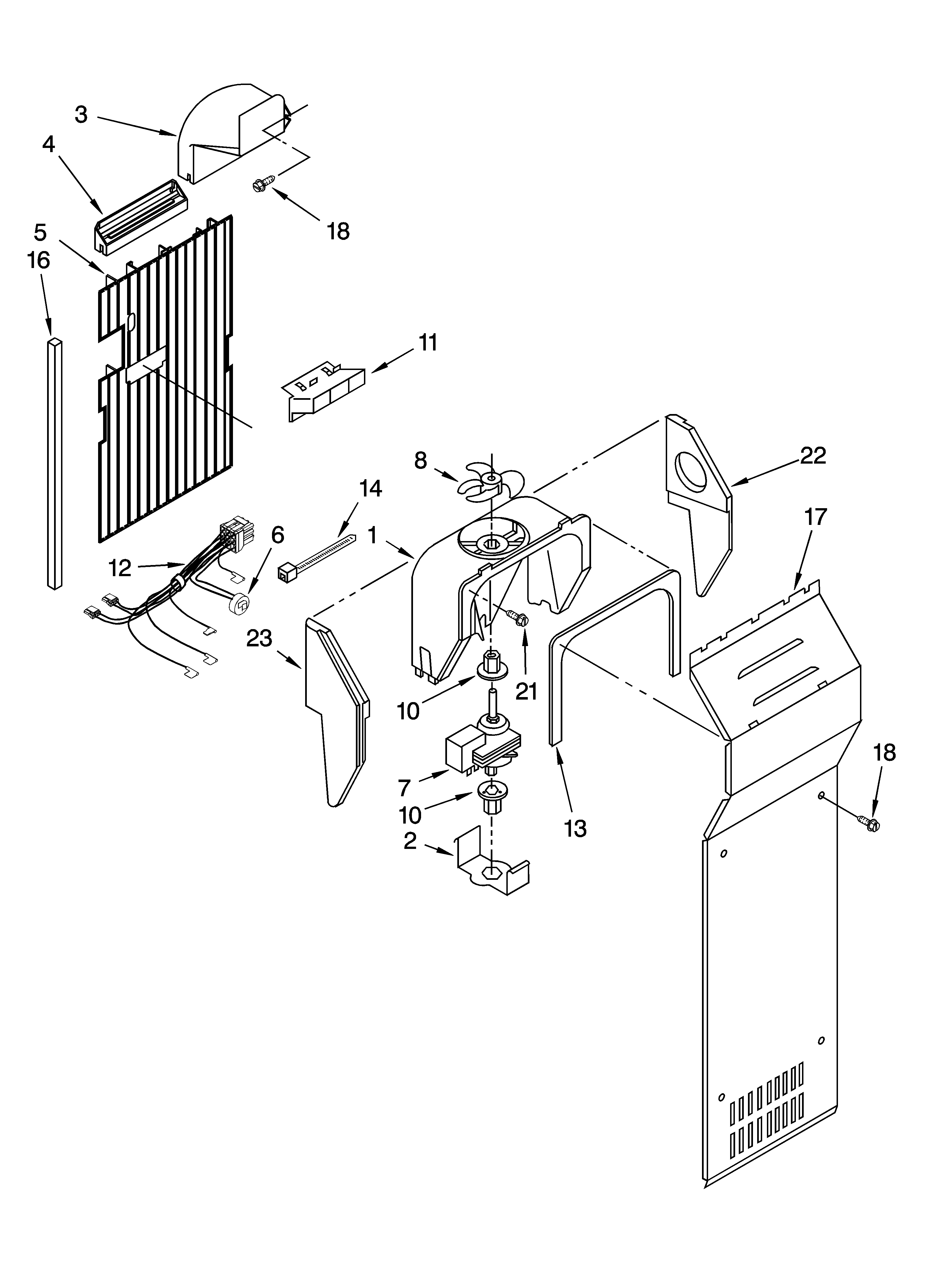 Whirlpool 5VES3FHGRS00 air flow parts diagram