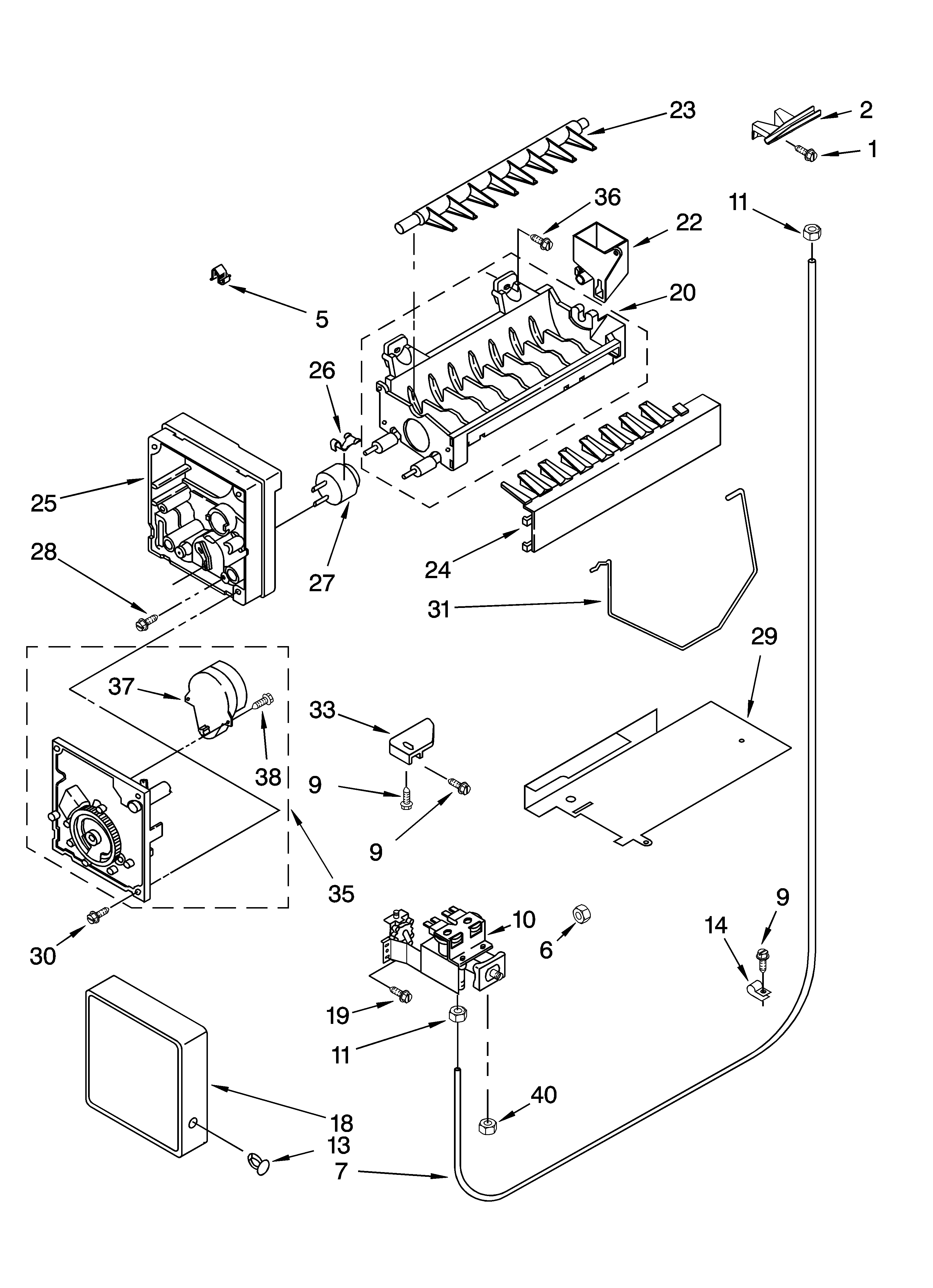 Whirlpool 5VES3FHGRS00 icemaker parts, optional parts diagram