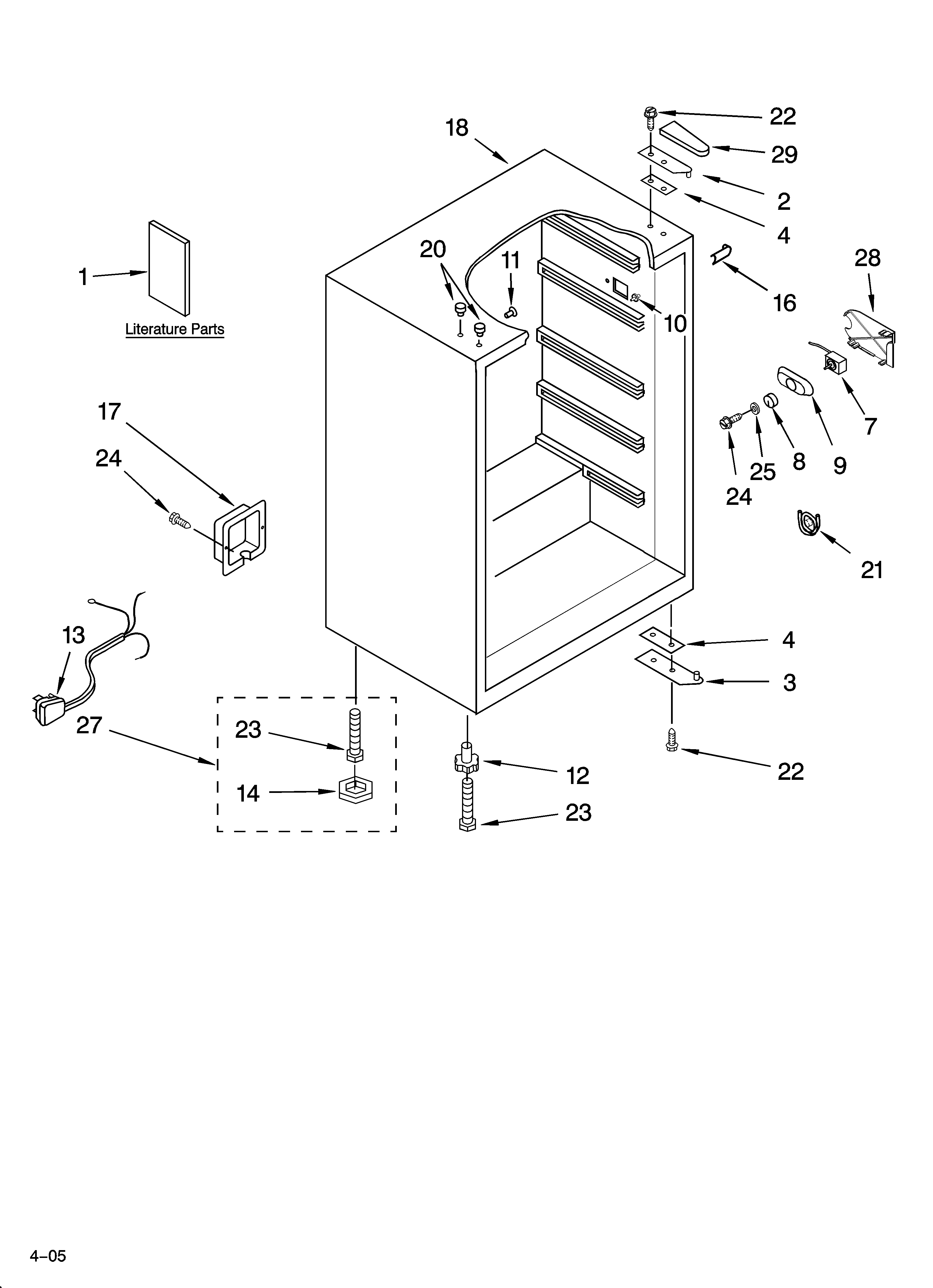 Whirlpool EL05CCXRB00 cabinet parts diagram