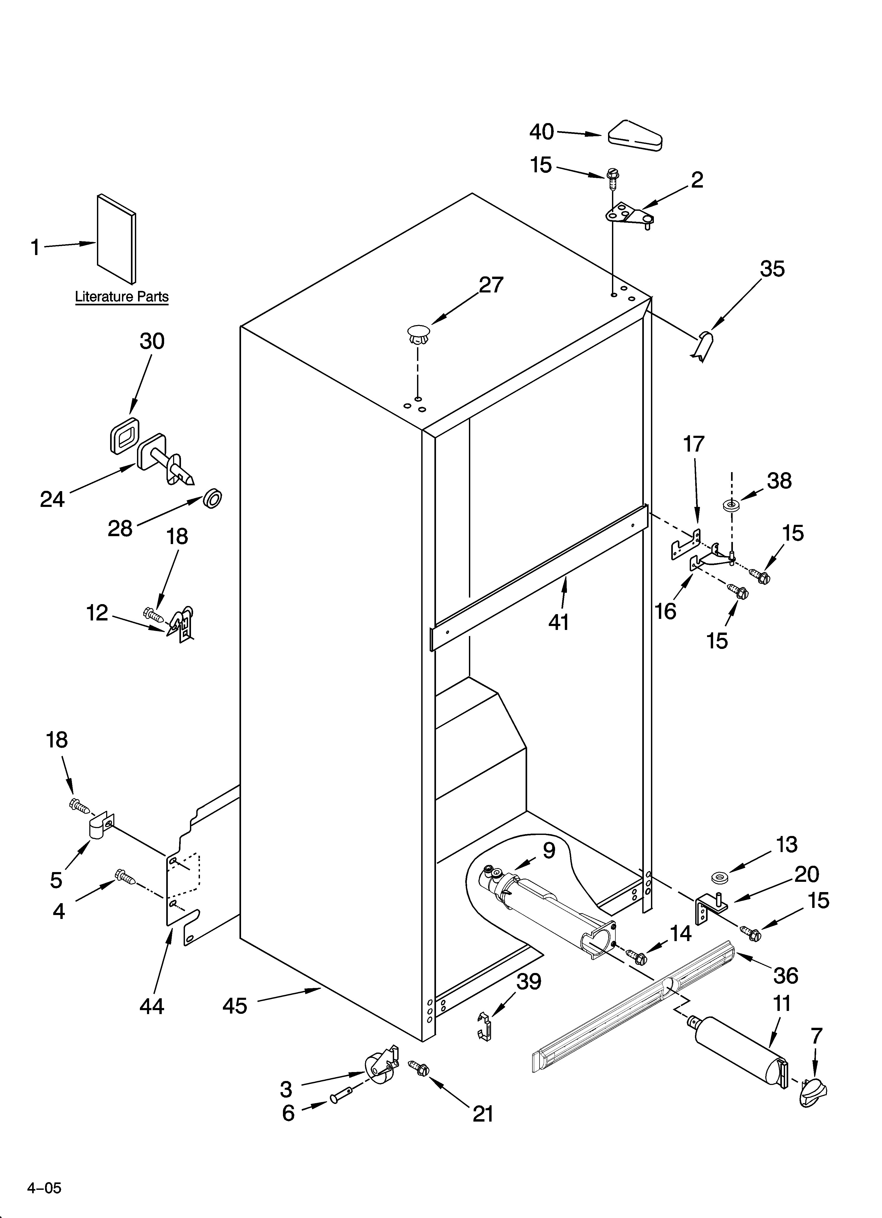 Whirlpool ET9FHTXMT02 cabinet parts diagram