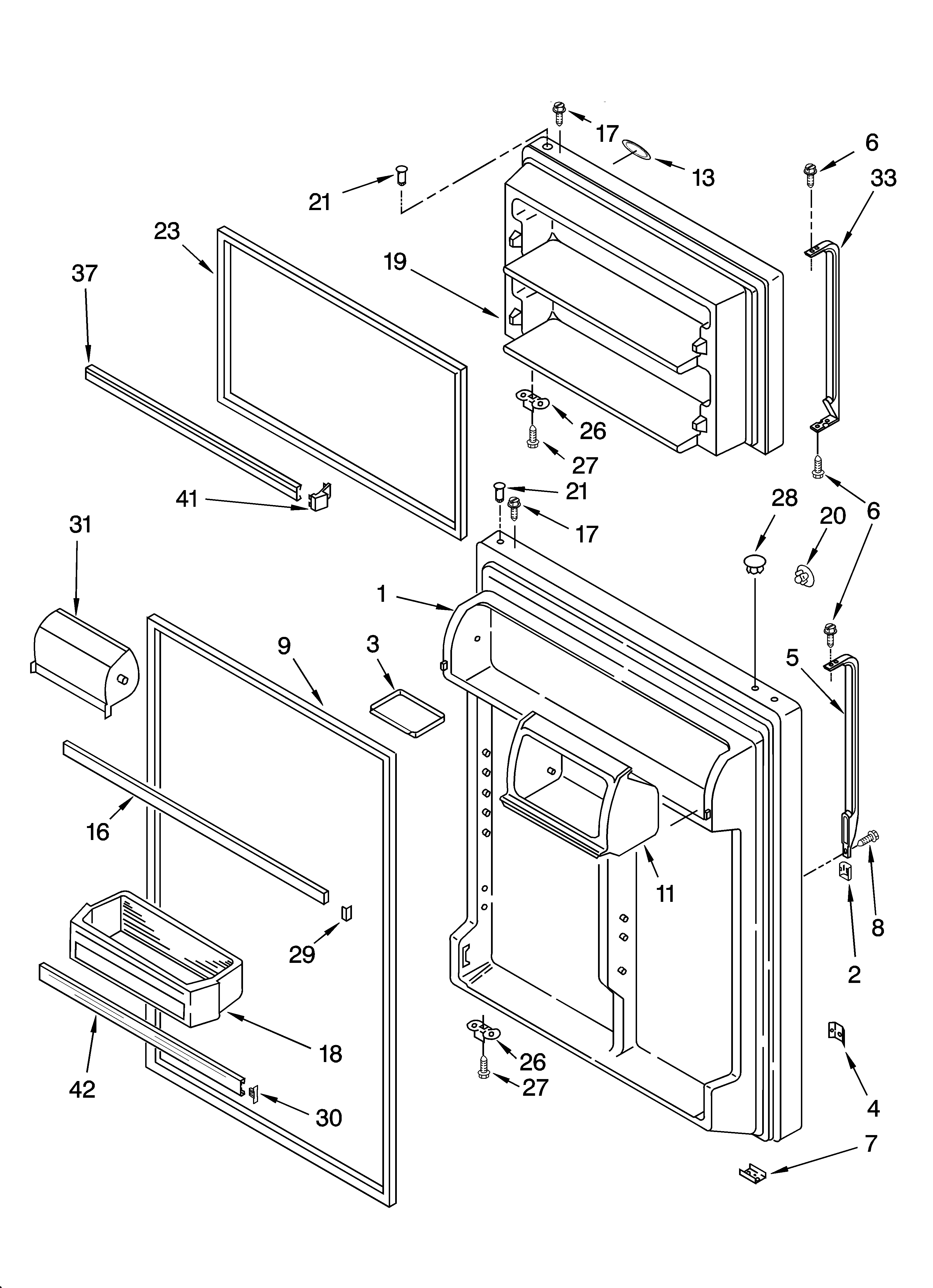 Whirlpool ET9FHTXMT02 door parts diagram
