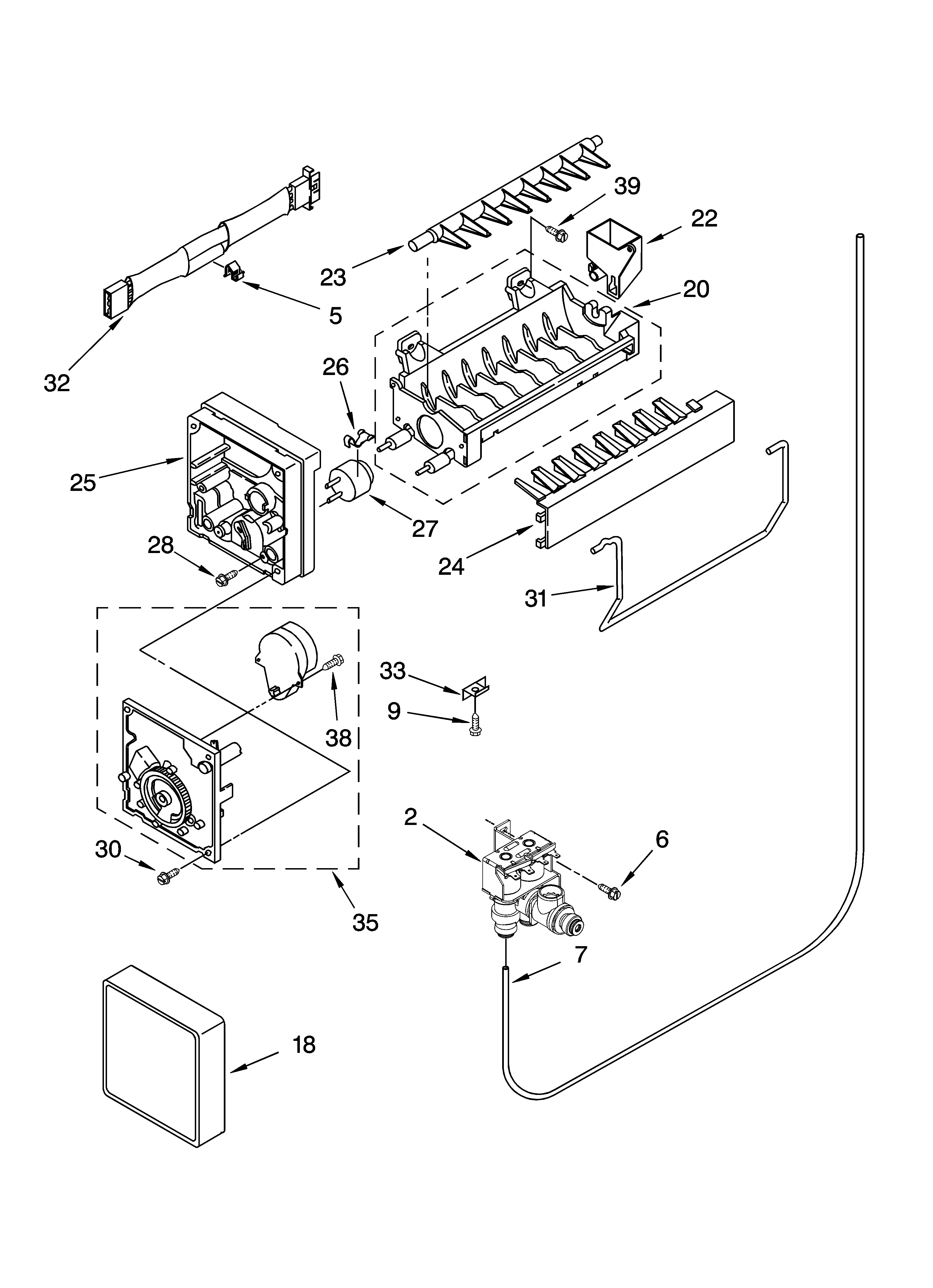 Whirlpool ET9FHTXMT02 icemaker parts diagram