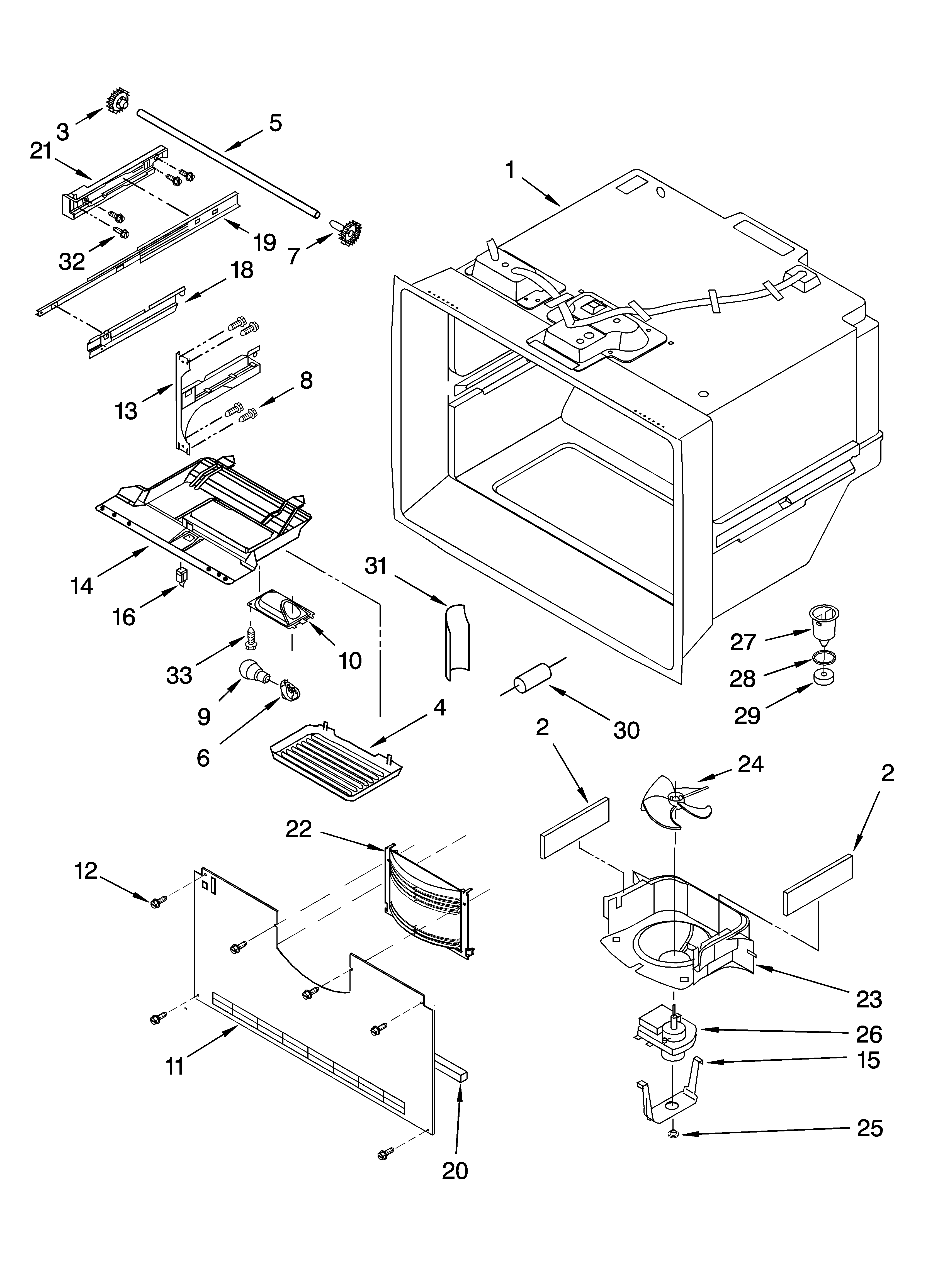 Whirlpool GB2SHDXPB00 freezer liner parts diagram