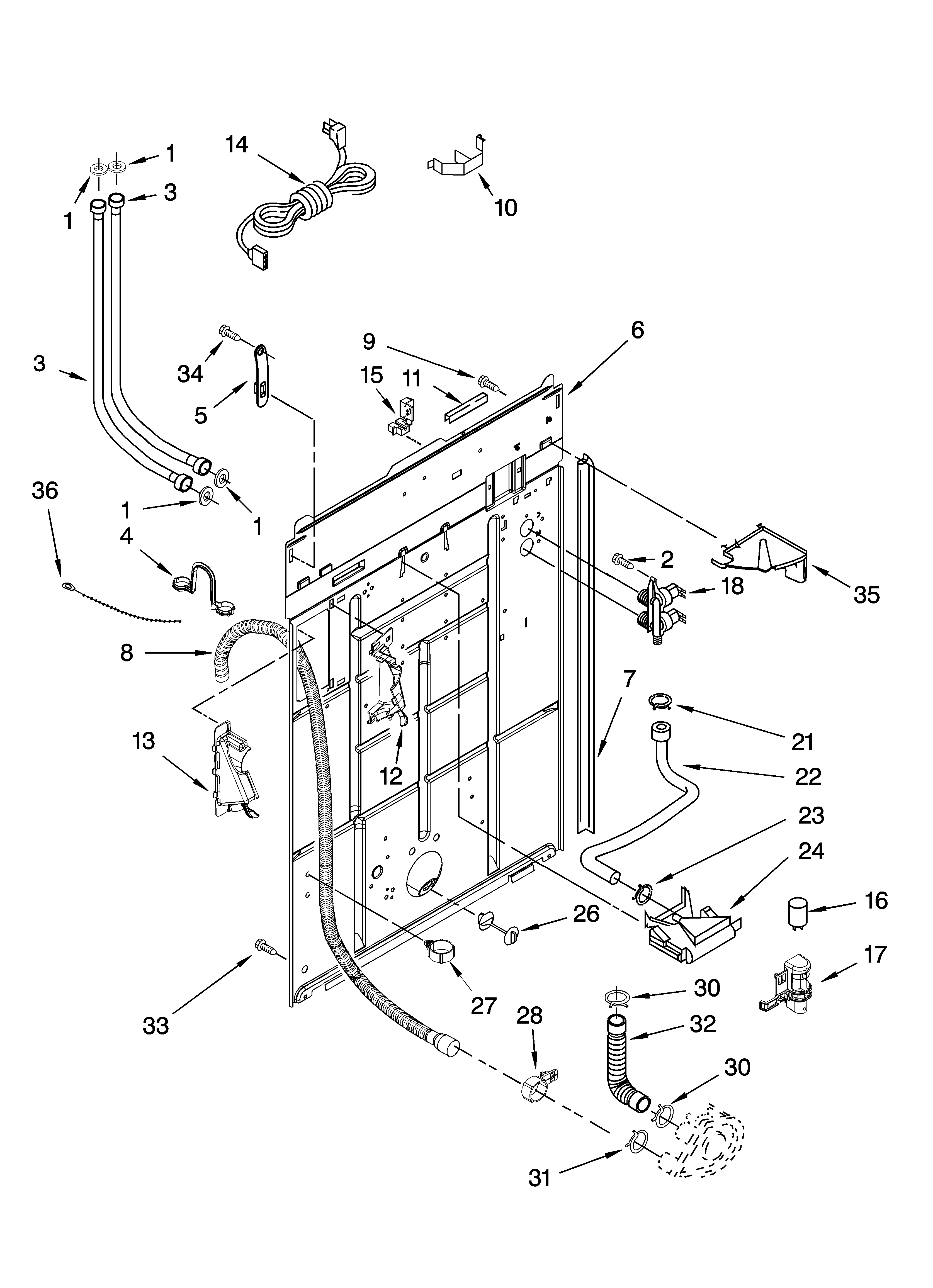 KitchenAid KAWS750LQ3 rear panel parts diagram